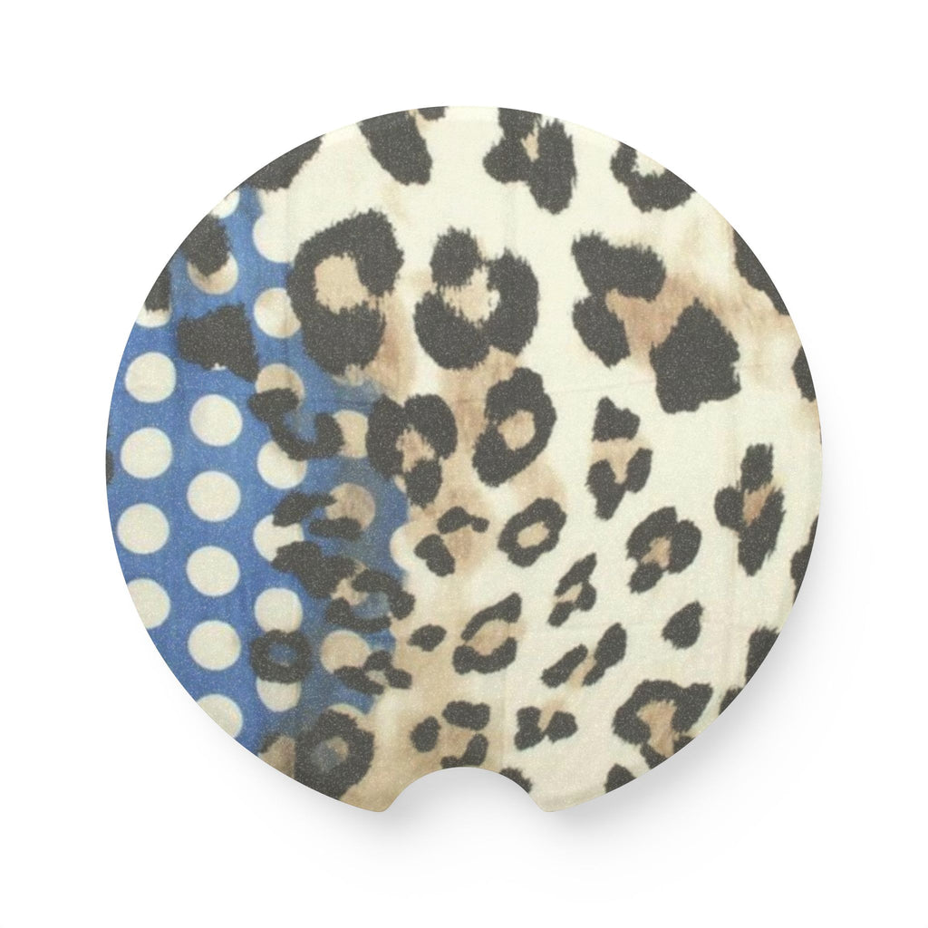 Cute Cheetah Print Car Cup Holder Soapstone Coaster