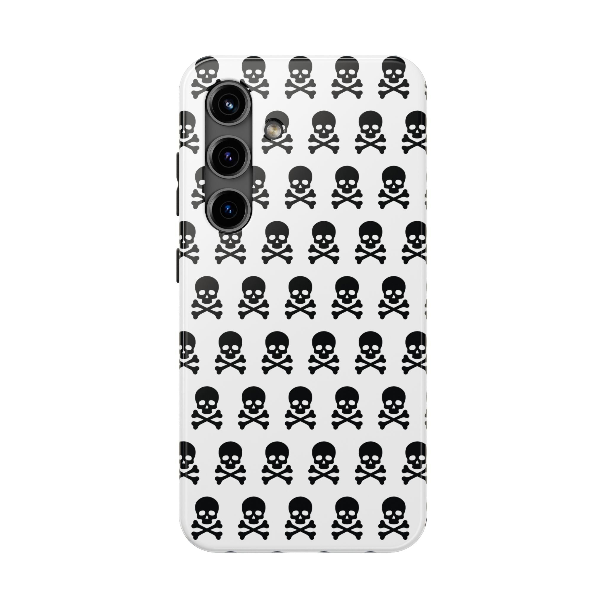 White Punk Skull Print Phone Case