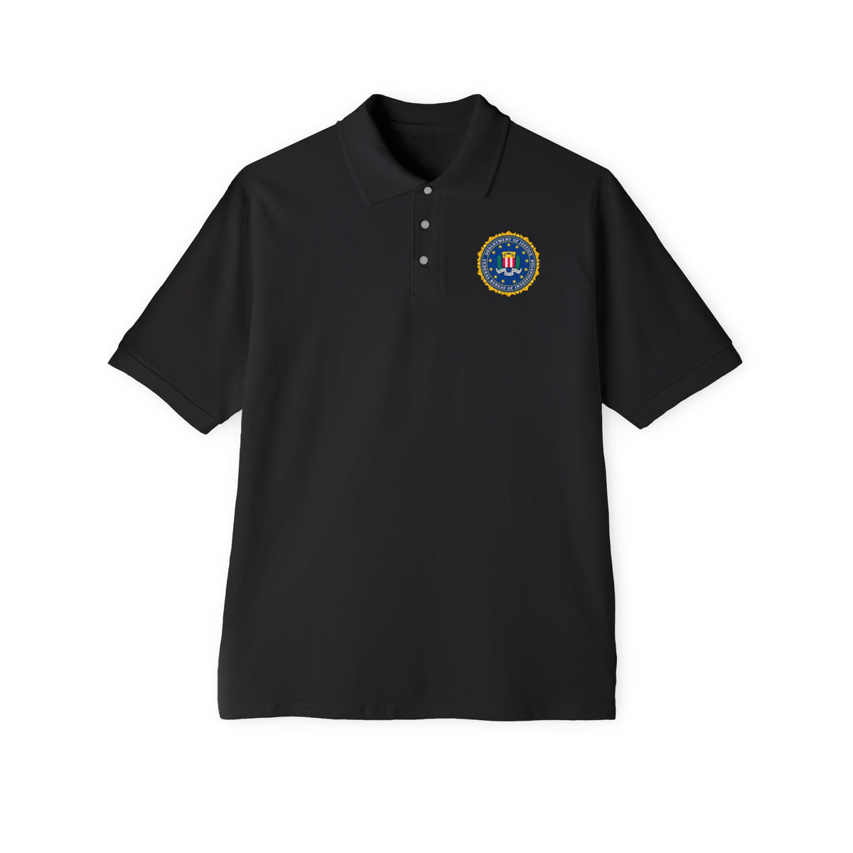 FBI Custom Halloween Polo Shirt Badge Logos on Front and Back - Men's Piqué Polo