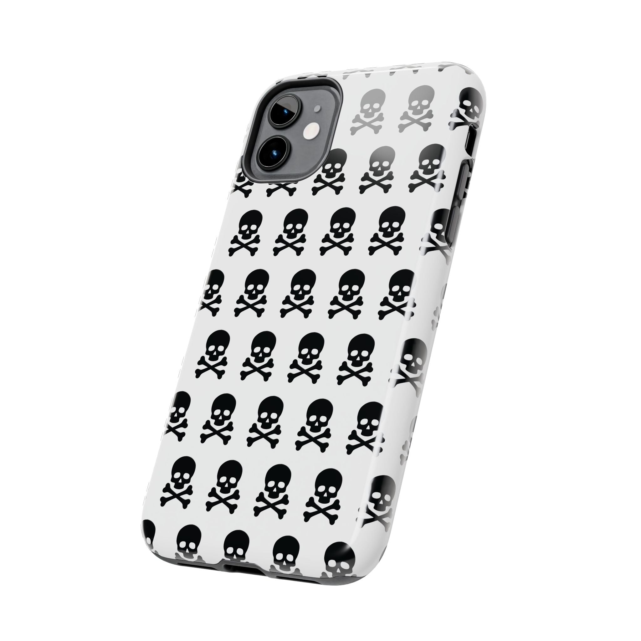 White Punk Skull Print Phone Case