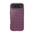 Pink and Black Faded Gingham Plaid Phone Case