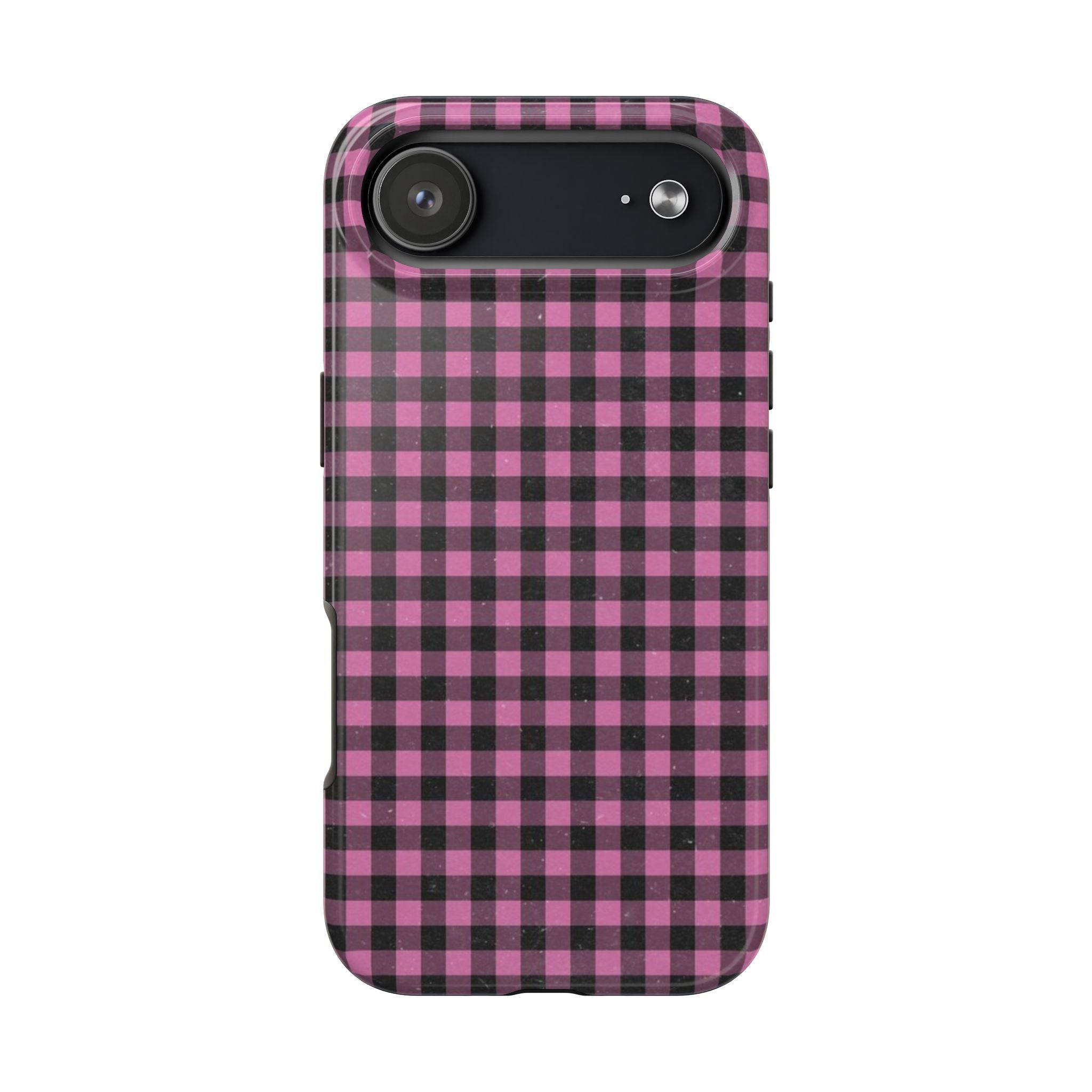 Pink and Black Faded Gingham Plaid Phone Case