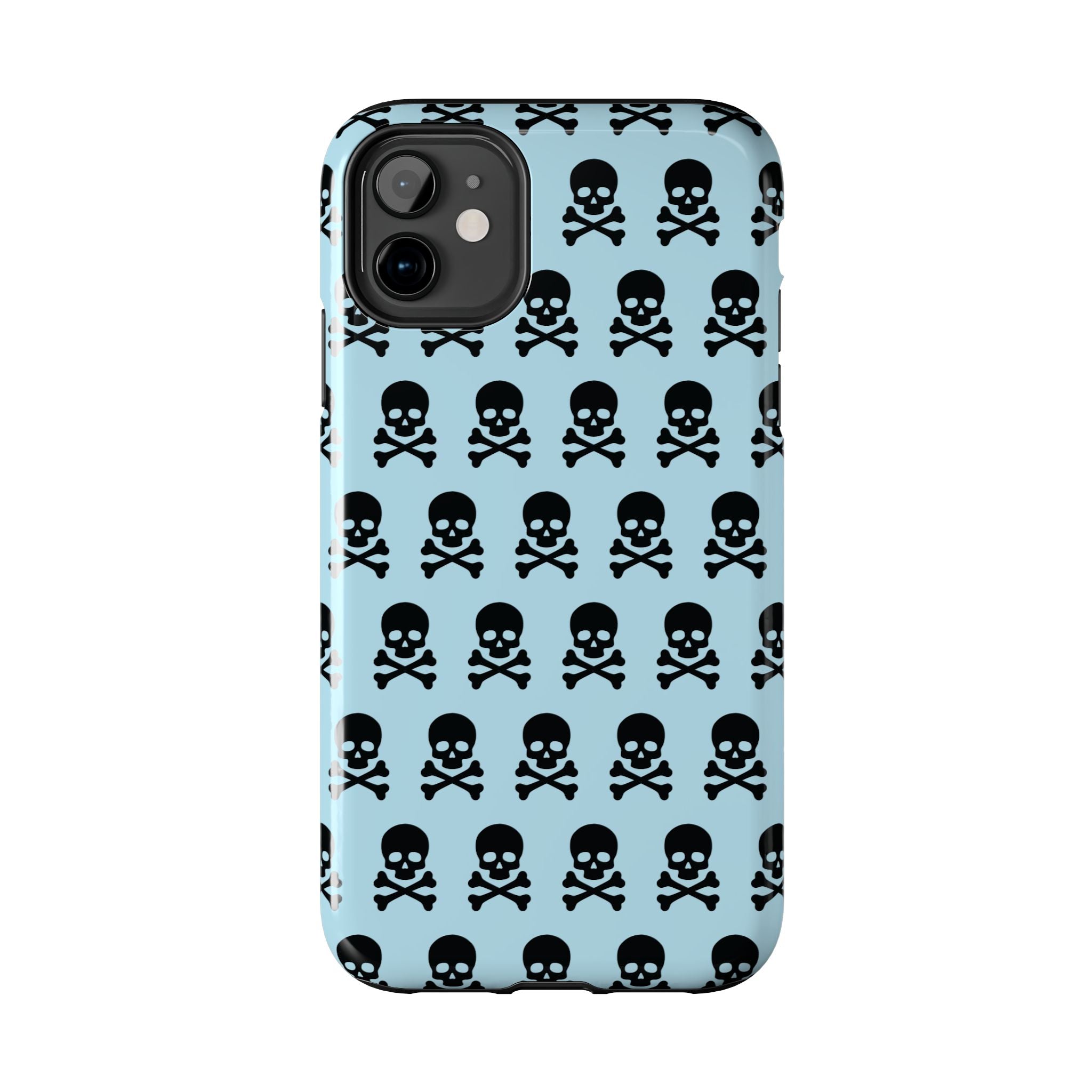 Blue Punk Skull Print Phone Case