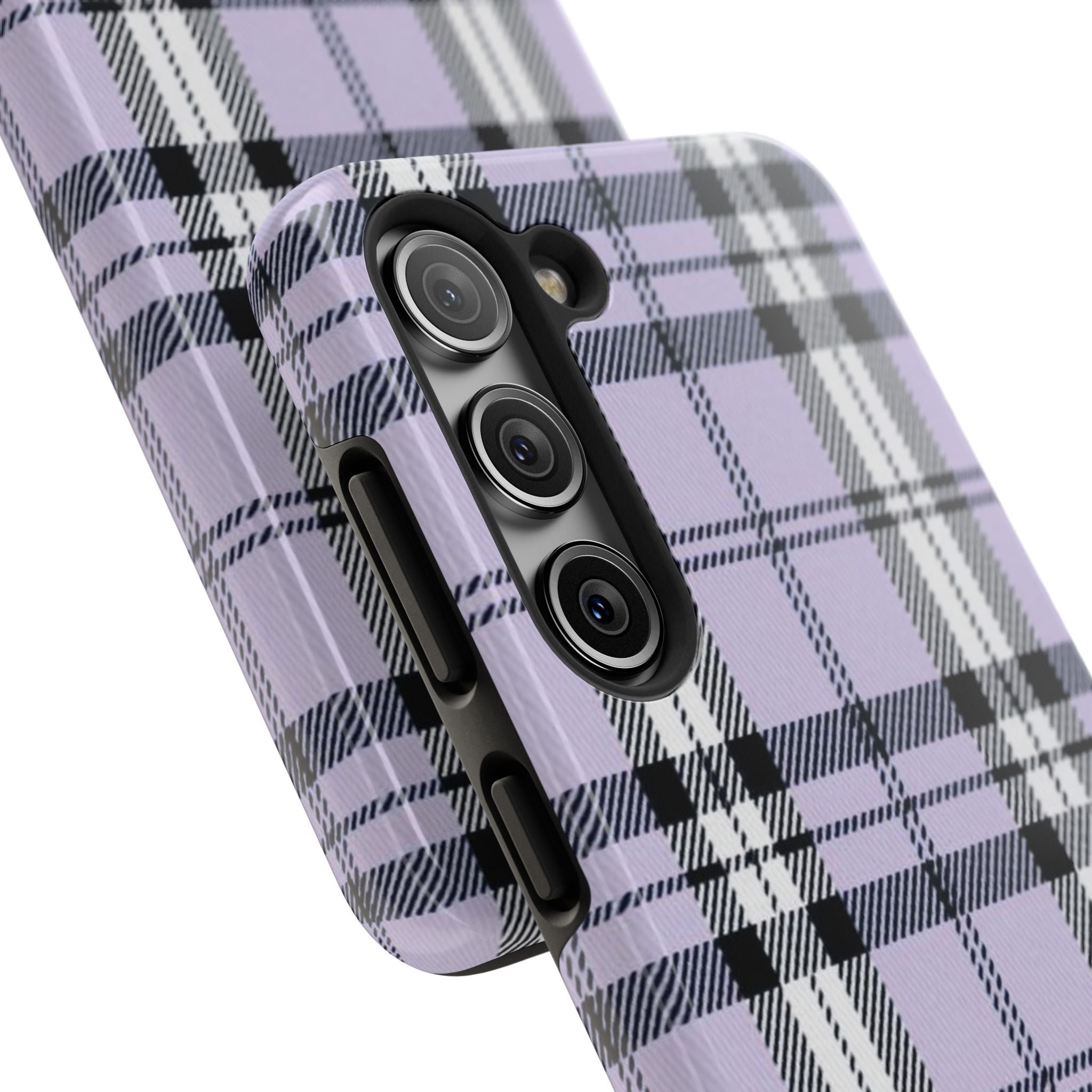 Lavender Light Purple Gingham Plaid Phone Case  - Tough Impact-Resistant Case