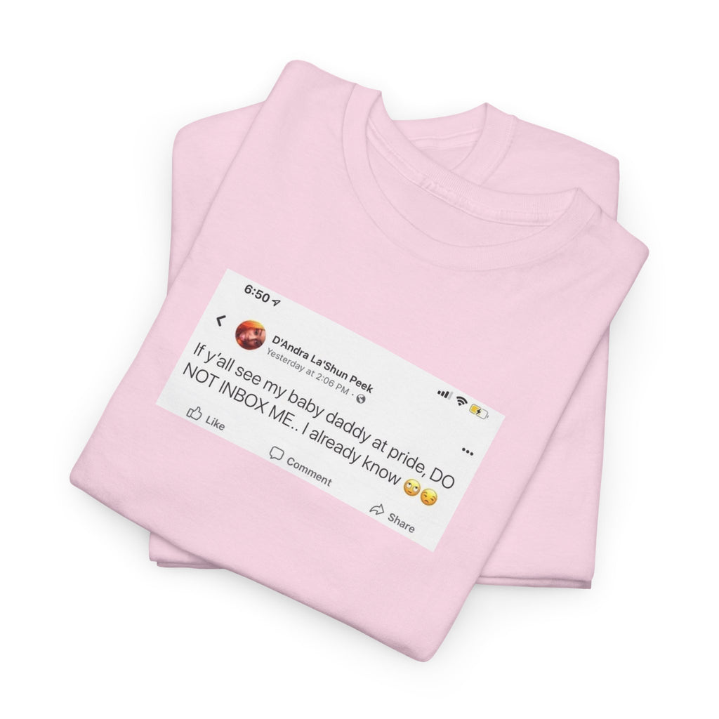 If you see my baby daddy at pride do not message me 100% Cotton Tee