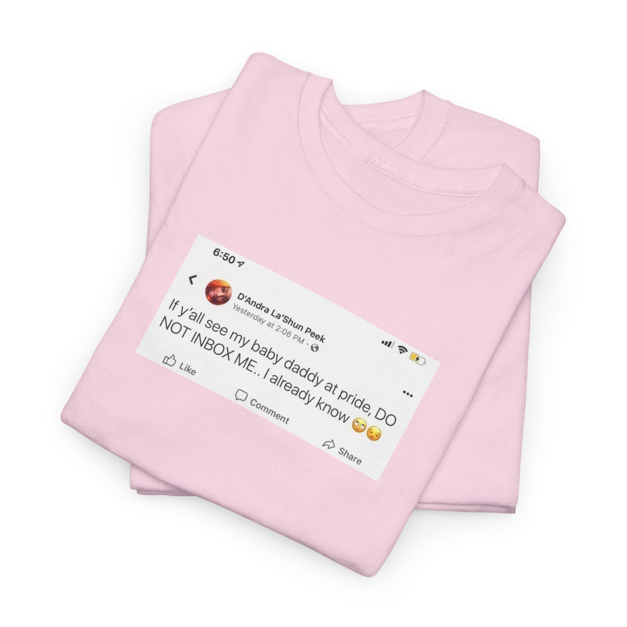 If you see my baby daddy at pride do not message me 100% Cotton Tee