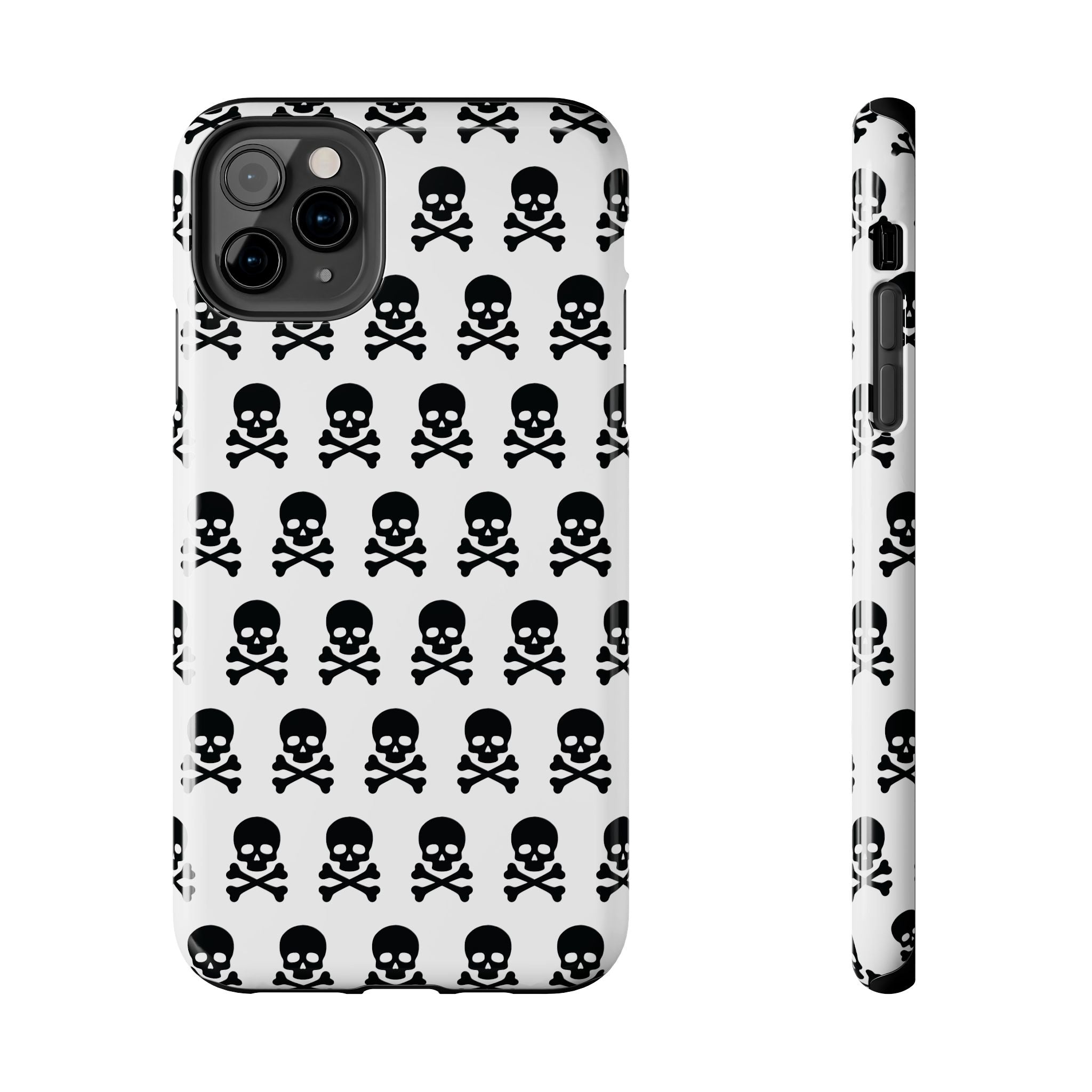 White Punk Skull Print Phone Case