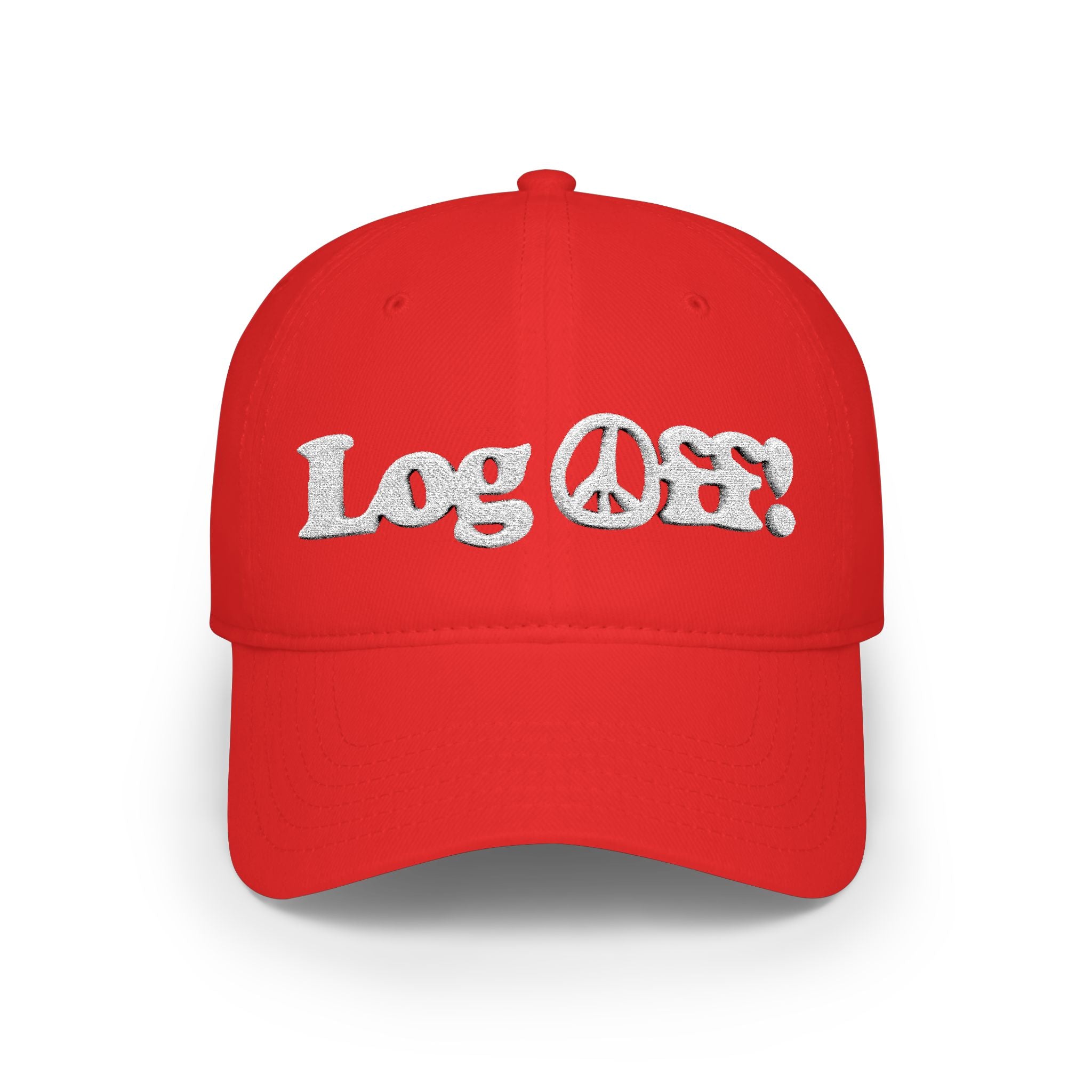 Log Off Peace Sign (White Text) Low Profile Baseball Cap
