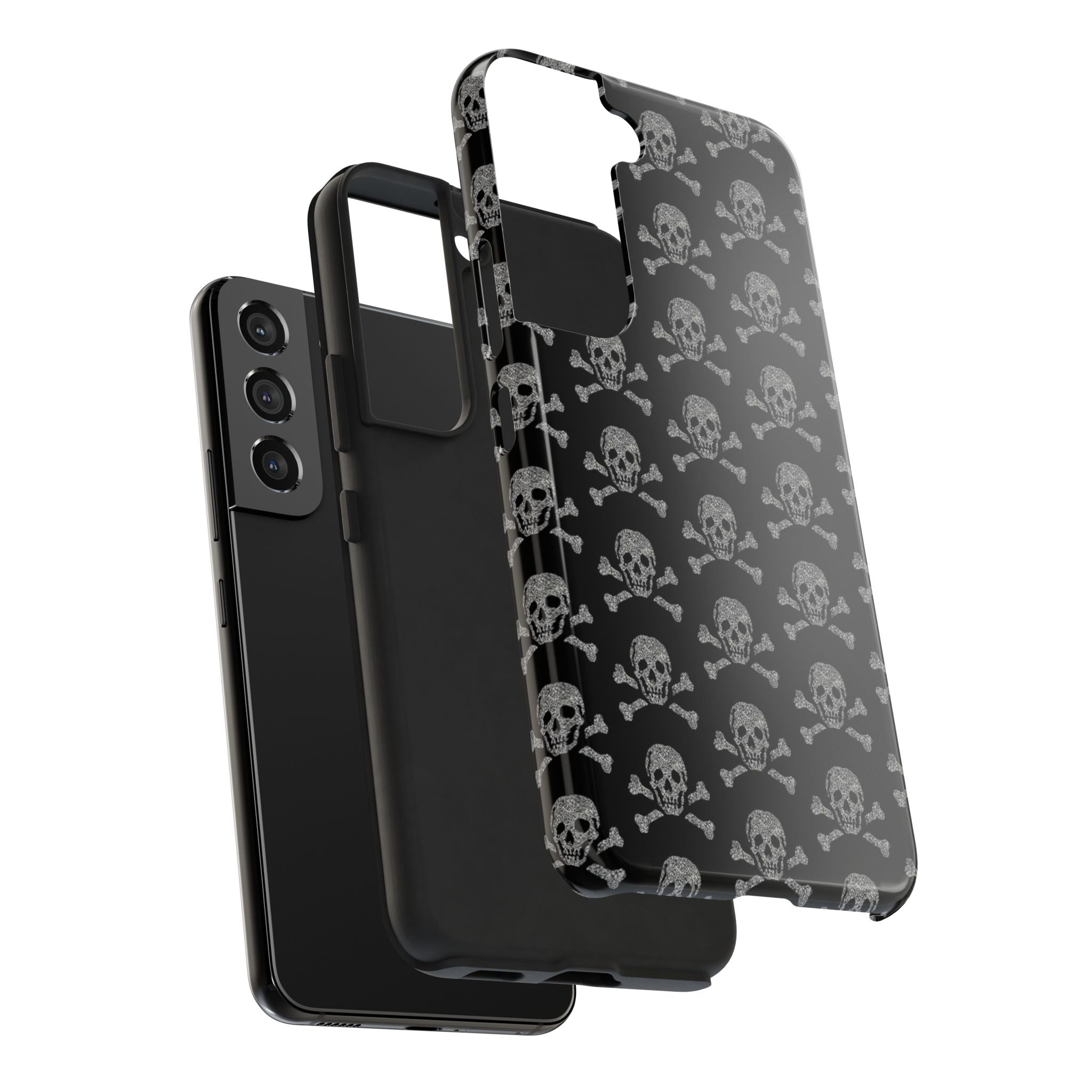 Silver Skull Print Phone Case  - Tough Impact-Resistant Case