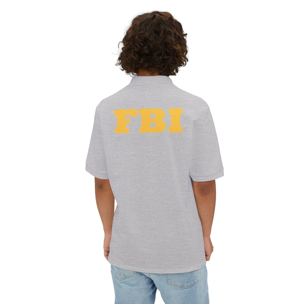 FBI Custom Halloween Polo Shirt Badge Logos on Front and Back - Men's Piqué Polo