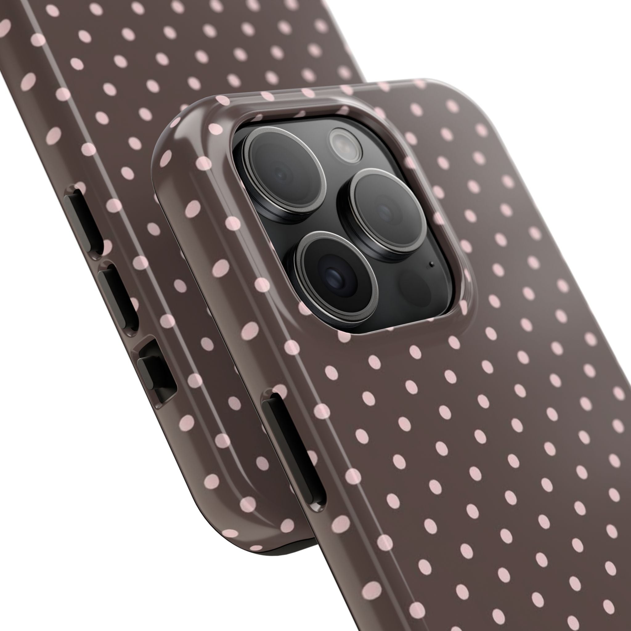 Brown with Pink Dots Phone Case  - Tough Impact-Resistant Case
