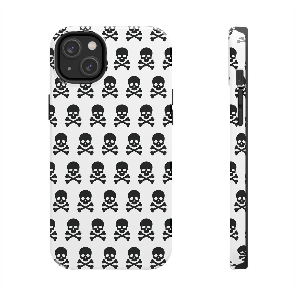 White Punk Skull Print Phone Case