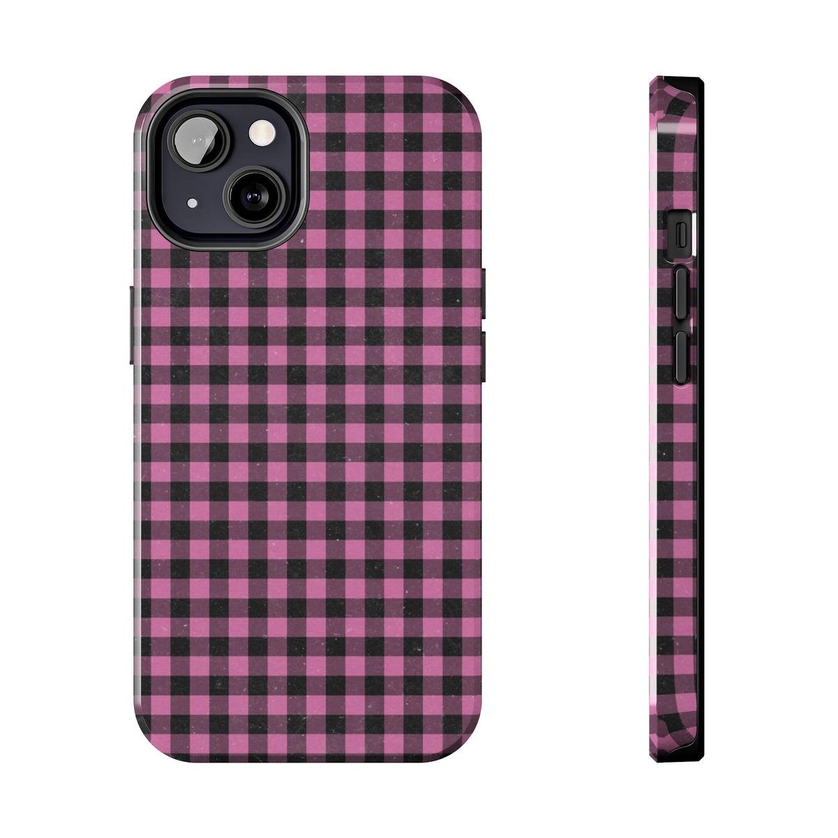 Pink and Black Faded Gingham Plaid Phone Case