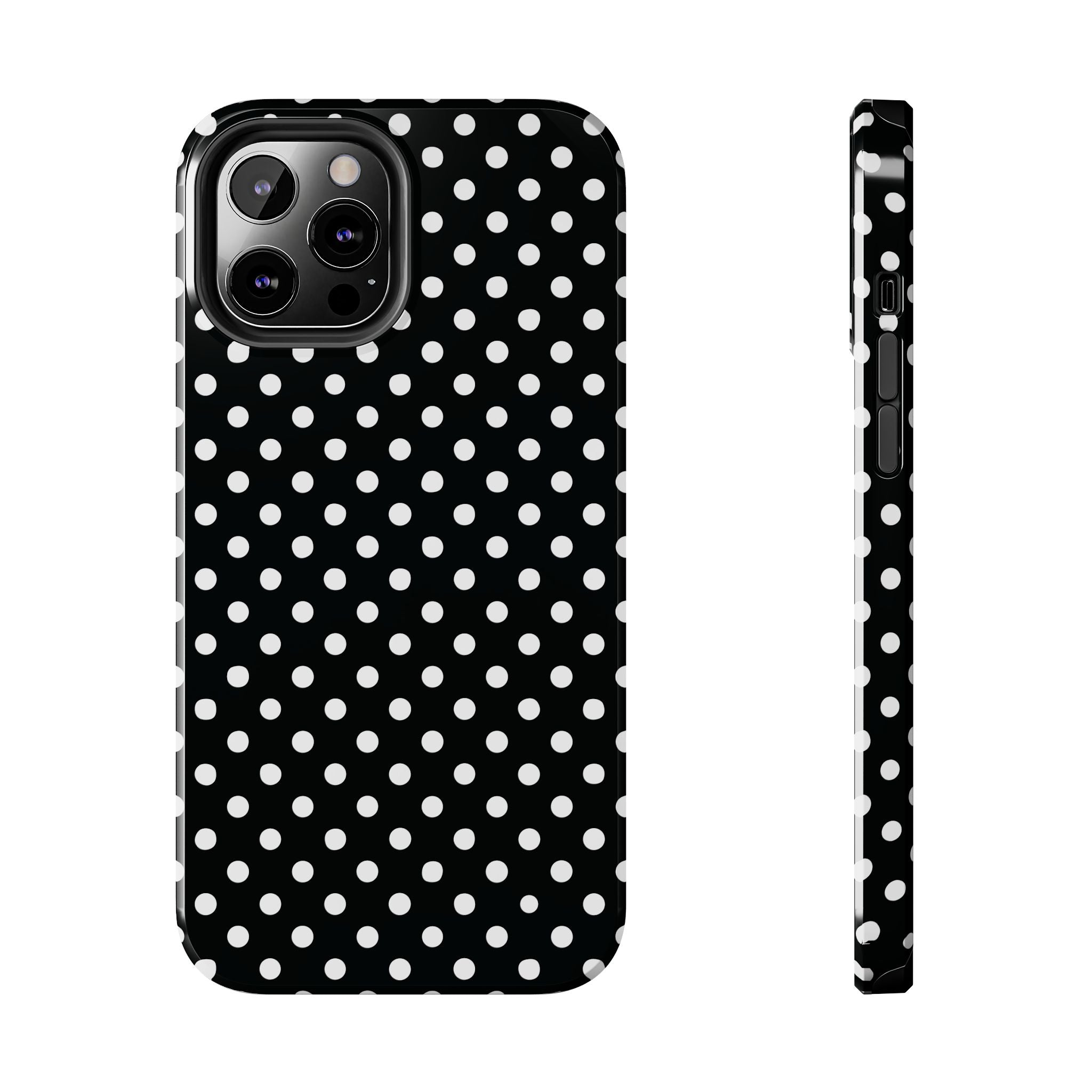 Black and White Polka Dot Phone Case  - Tough Impact-Resistant Case