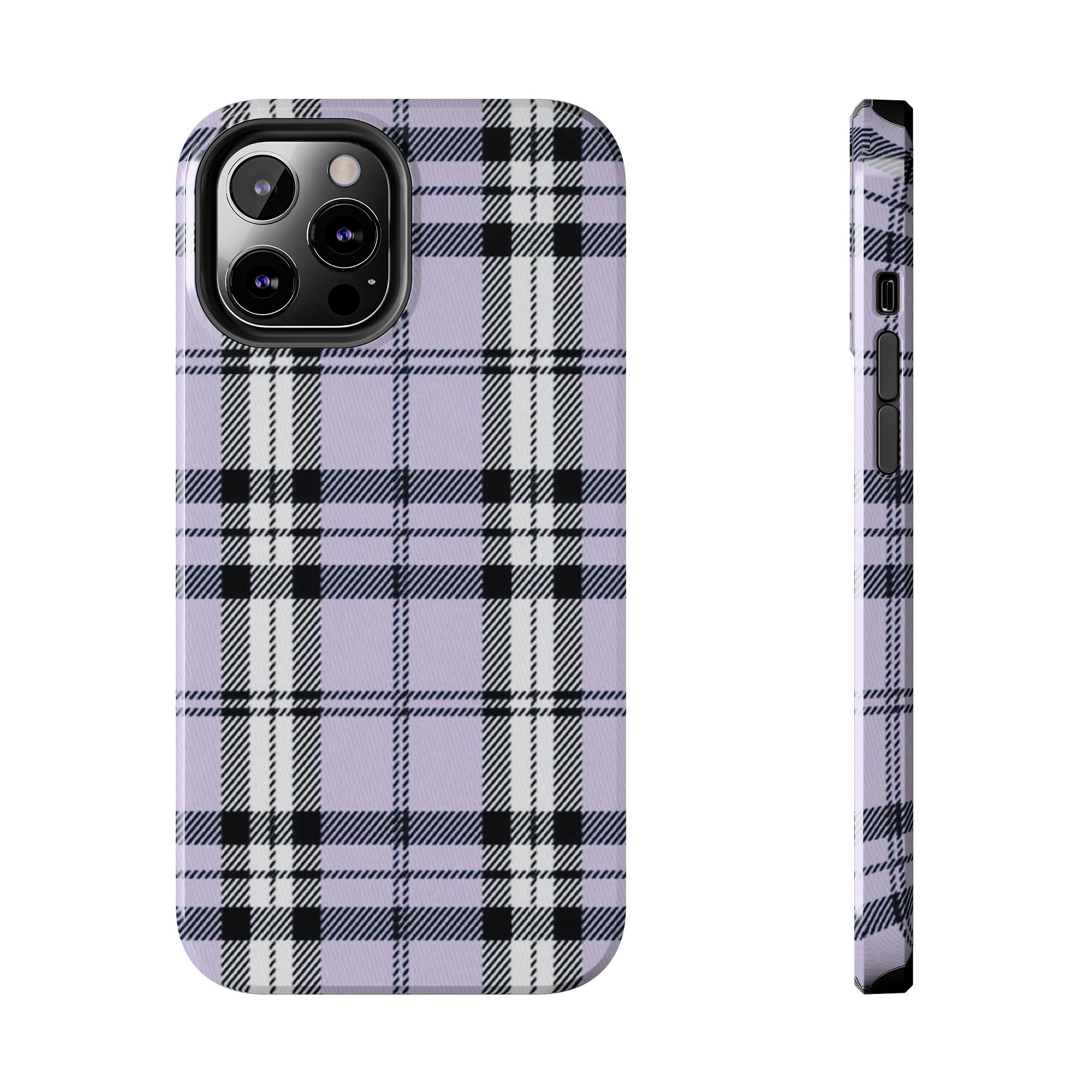 Lavender Light Purple Gingham Plaid Phone Case  - Tough Impact-Resistant Case
