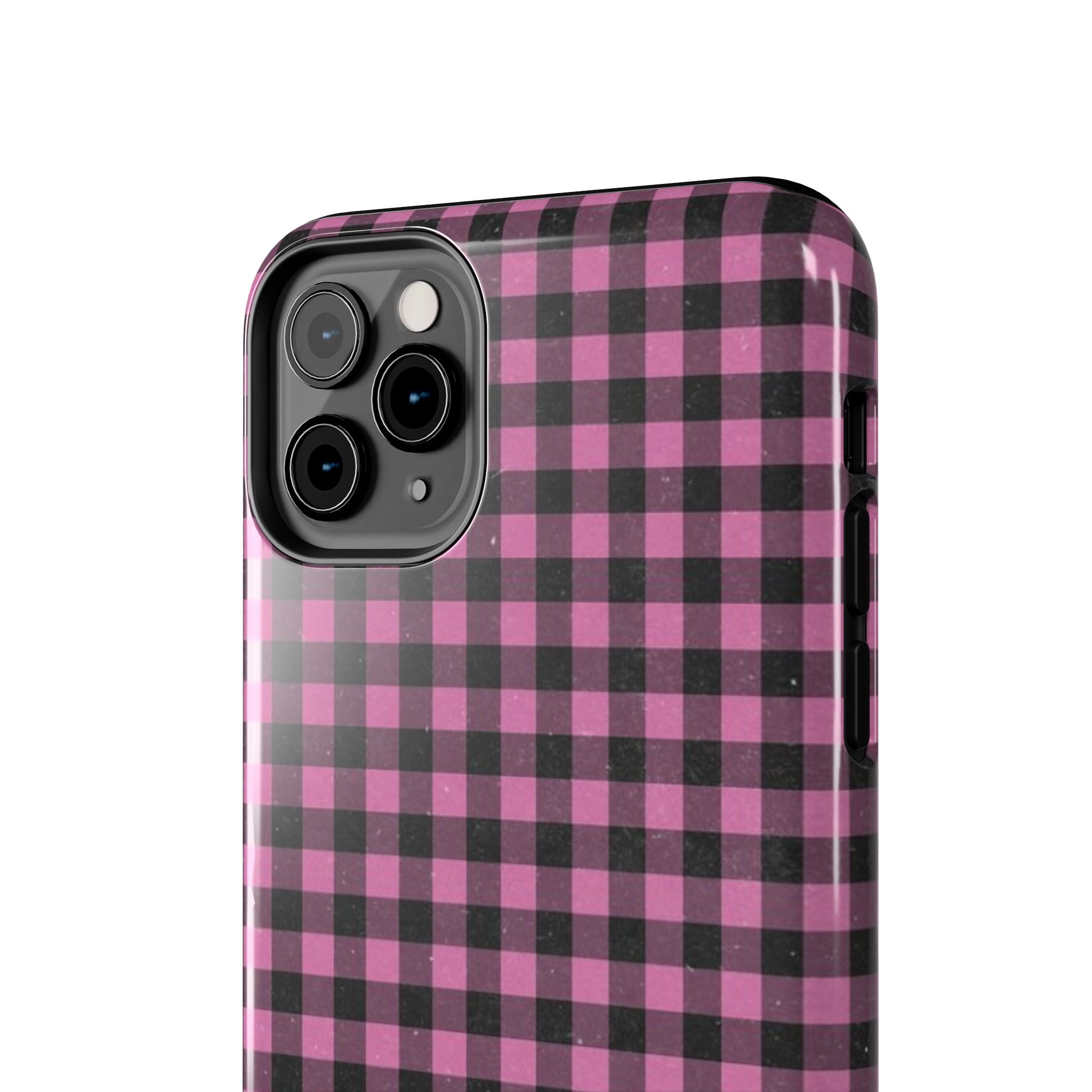 Pink and Black Faded Gingham Plaid Phone Case