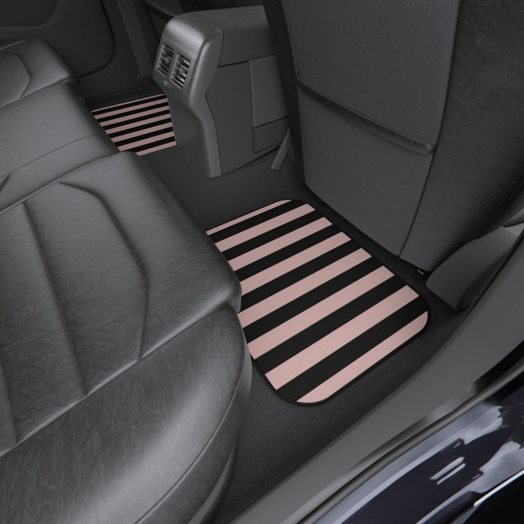 Striped Pink and Black Rear Car Mats - Cute 2026 Car Mats (2x Rear)