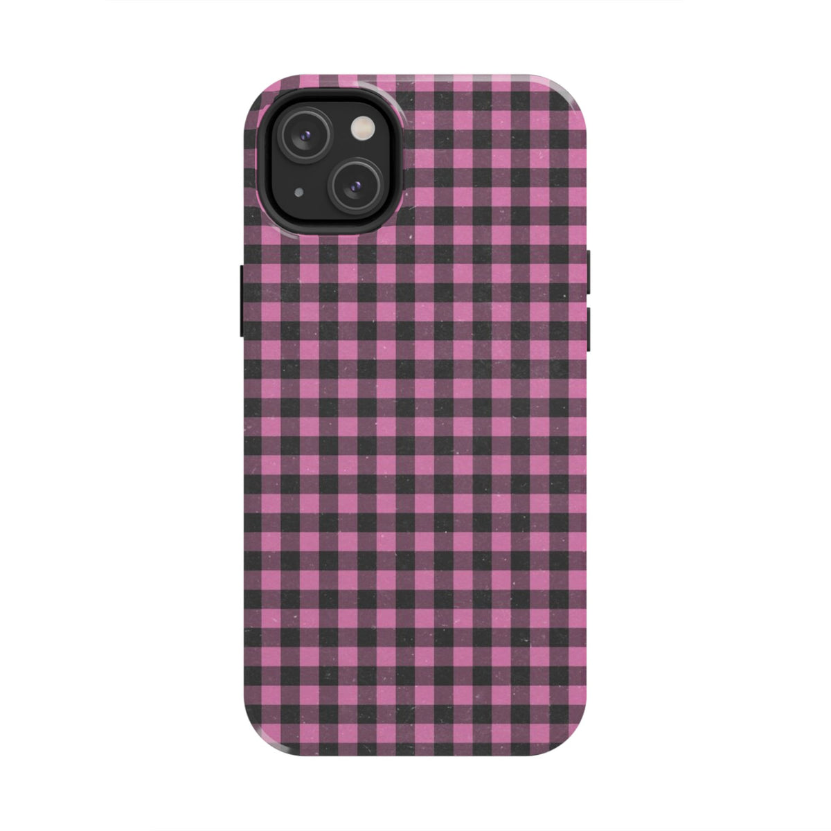 Pink and Black Faded Gingham Plaid Phone Case