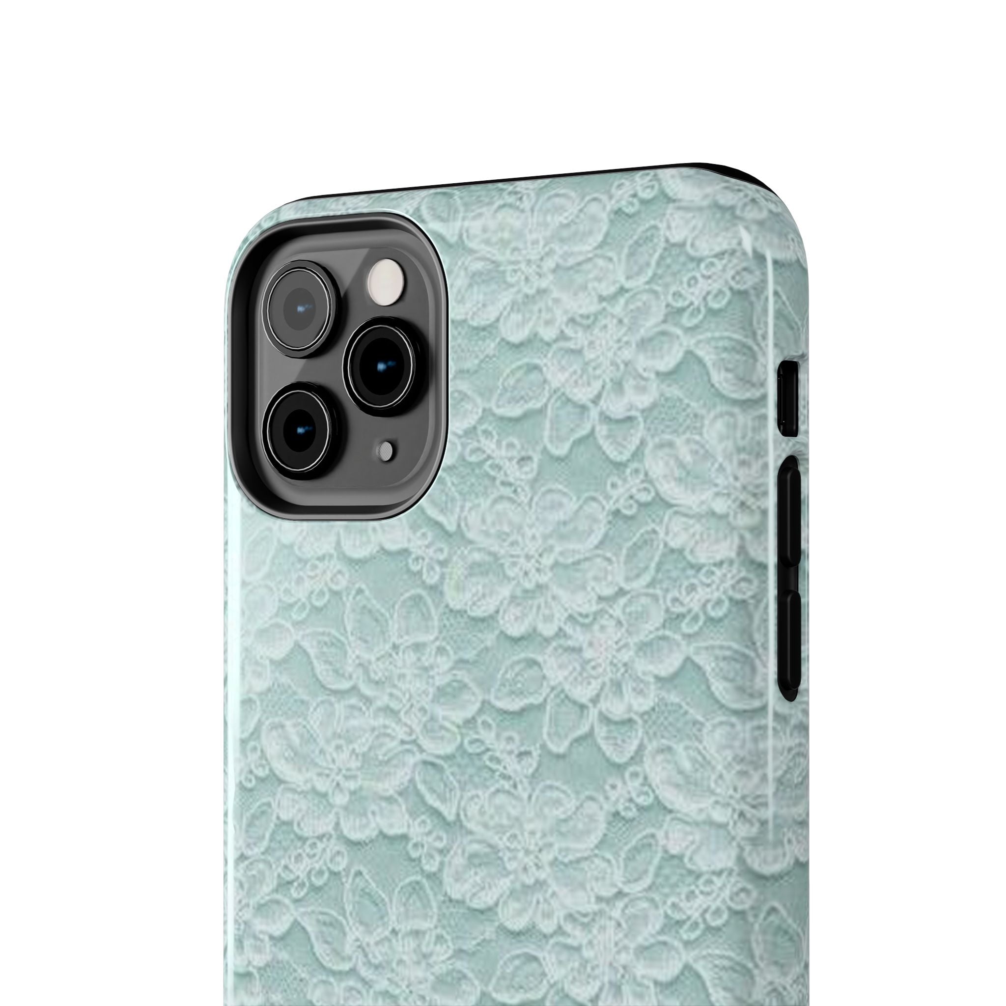 Teal Light Blue Lace Print Pattern Phone Case