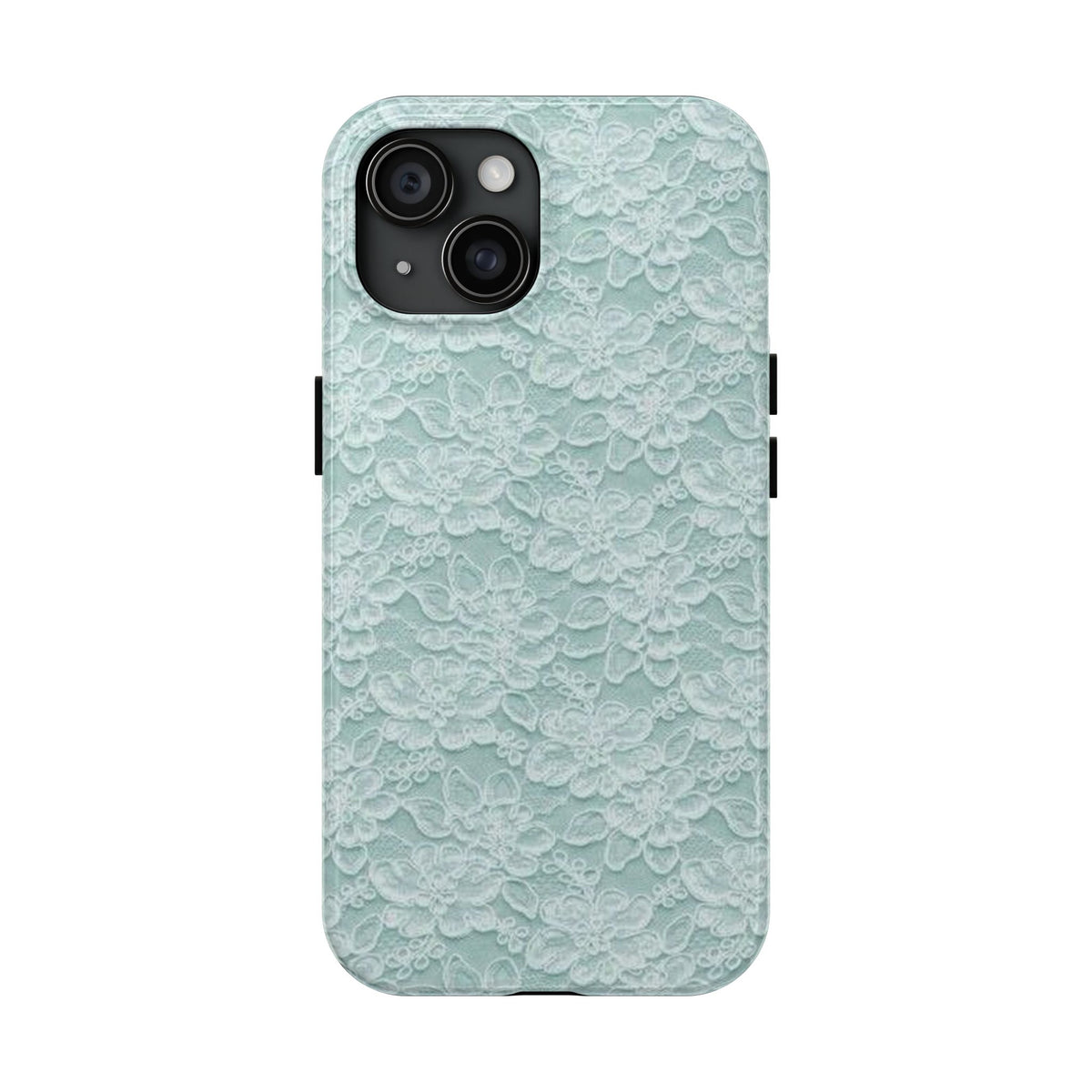 Teal Light Blue Lace Print Pattern Phone Case
