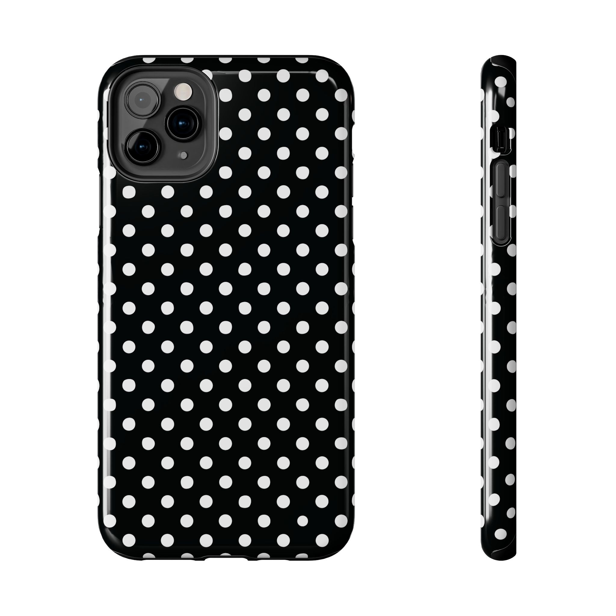 Black and White Polka Dot Phone Case  - Tough Impact-Resistant Case