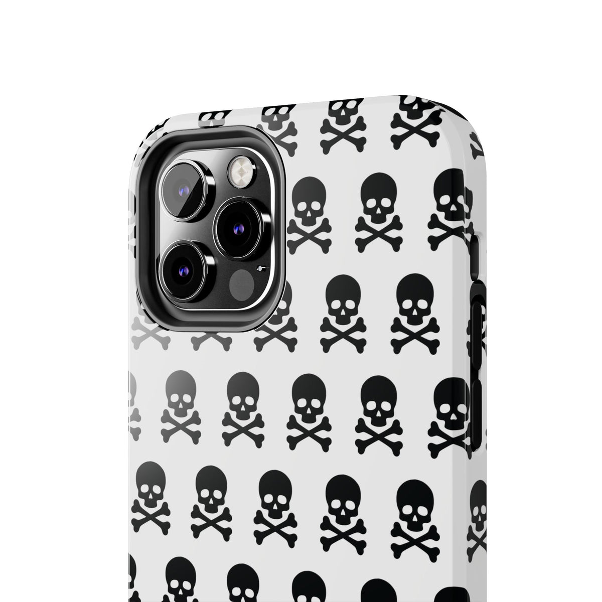 White Punk Skull Print Phone Case