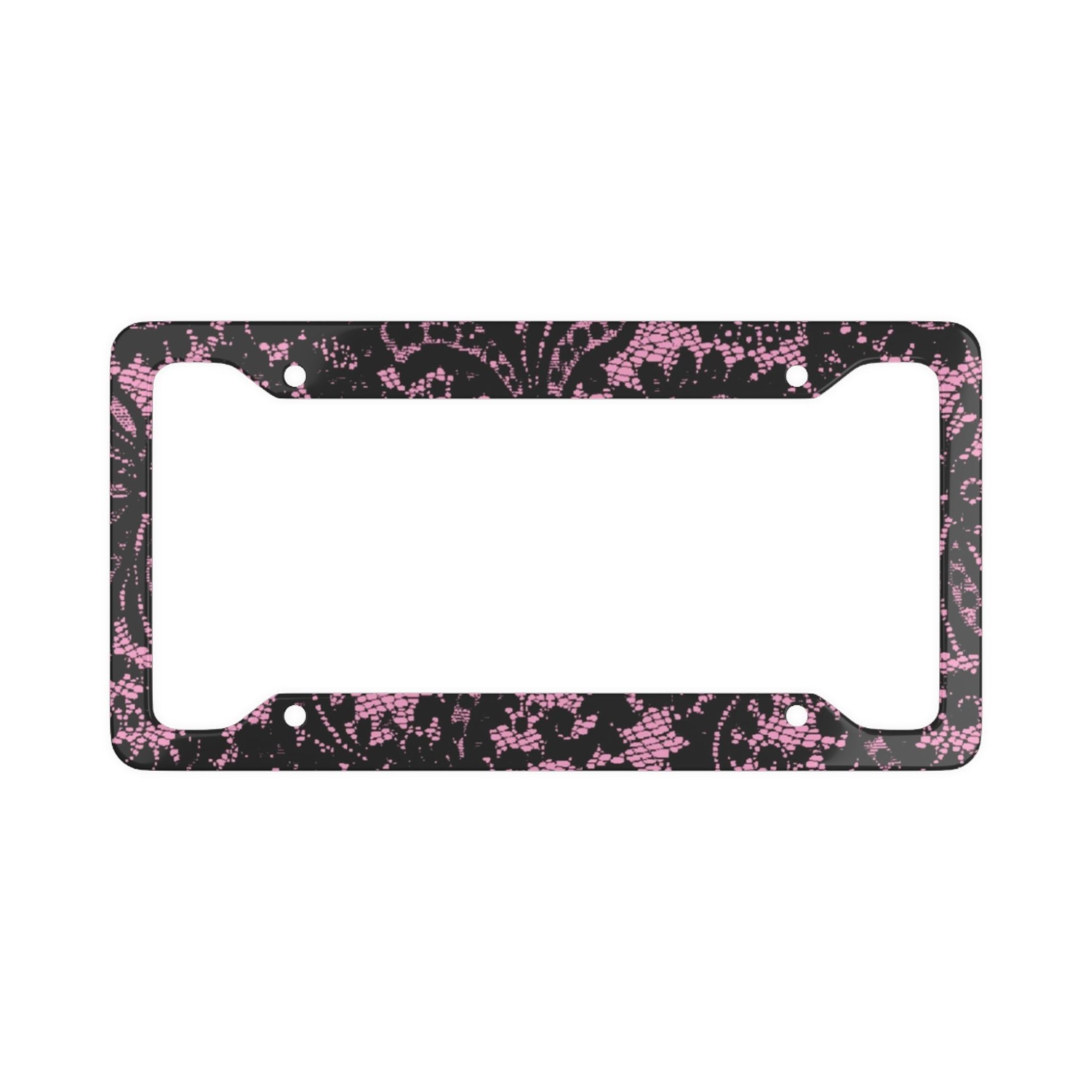 Lace Pink and Black License Plate Frame - Cute Design Car Frame