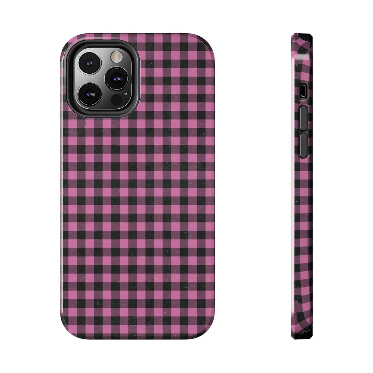Pink and Black Faded Gingham Plaid Phone Case