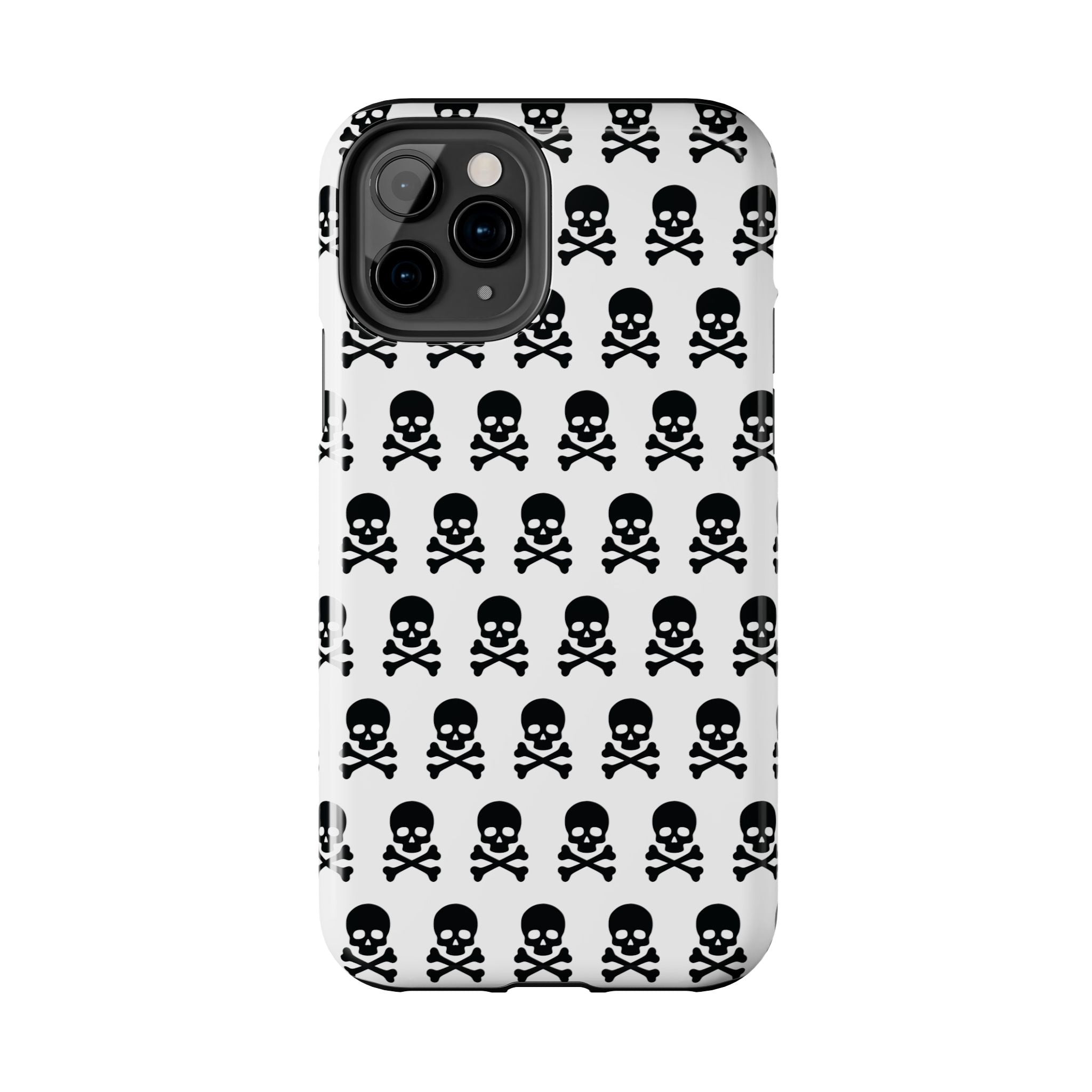 White Punk Skull Print Phone Case