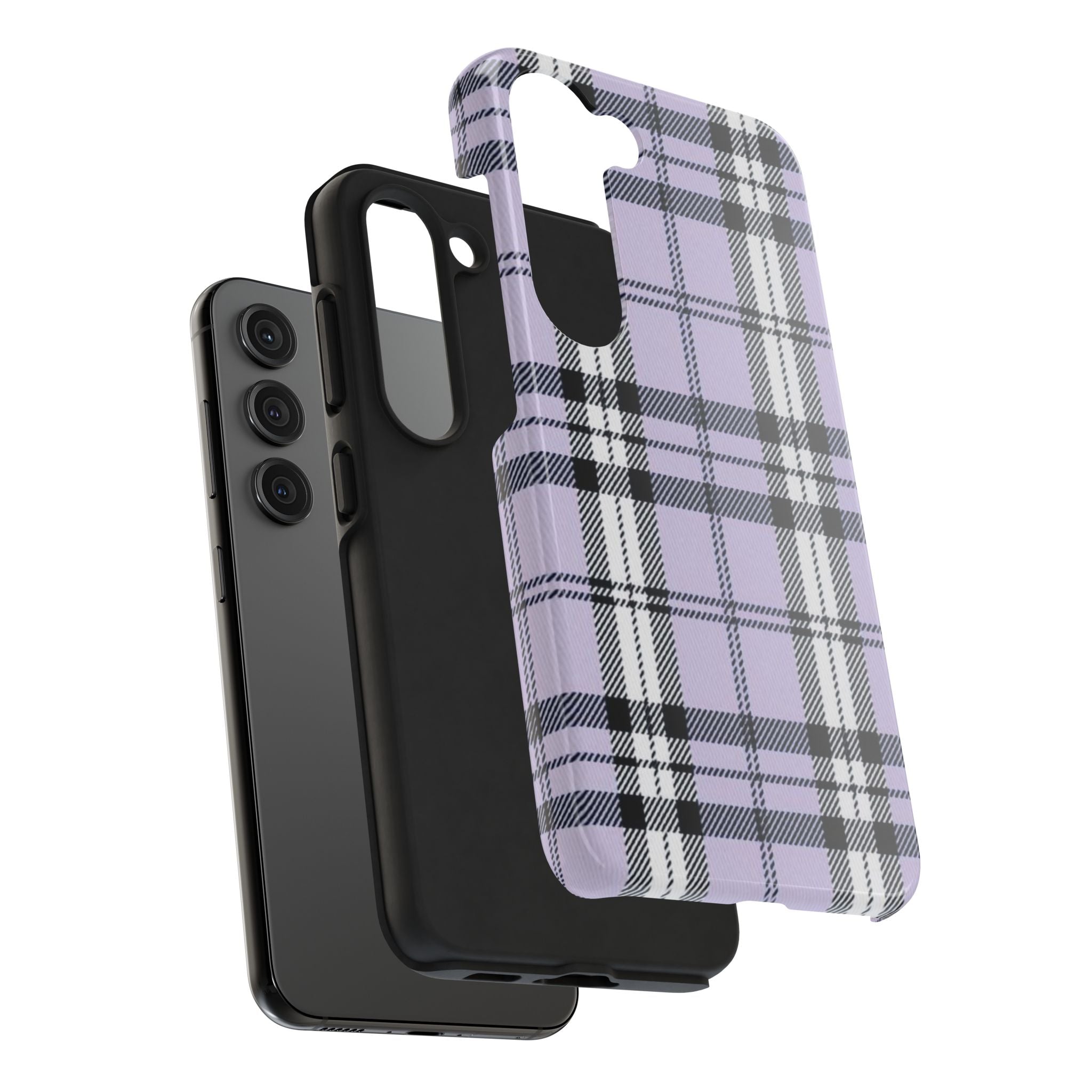 Lavender Light Purple Gingham Plaid Phone Case  - Tough Impact-Resistant Case