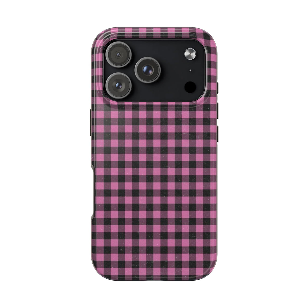 Pink and Black Faded Gingham Plaid Phone Case