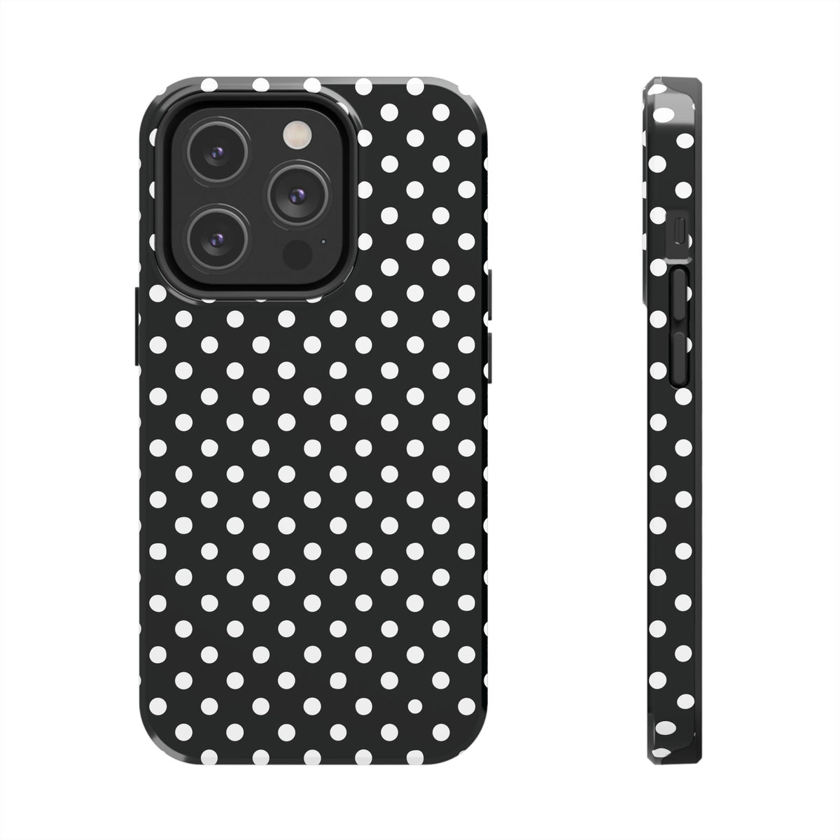 Black and White Polka Dot Phone Case  - Tough Impact-Resistant Case