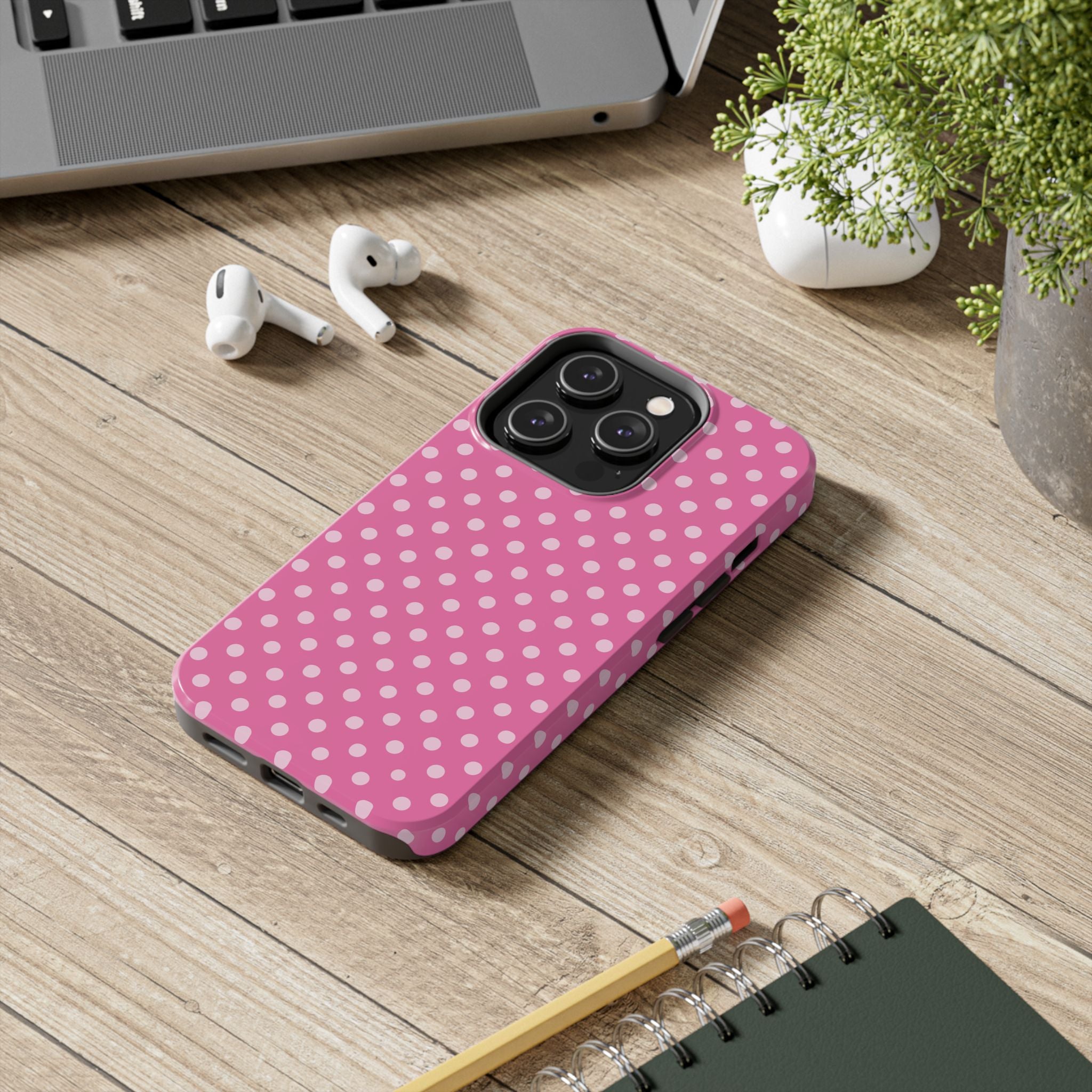 Pink on Pink Polka Dot Phone Case  - Tough Impact-Resistant Case