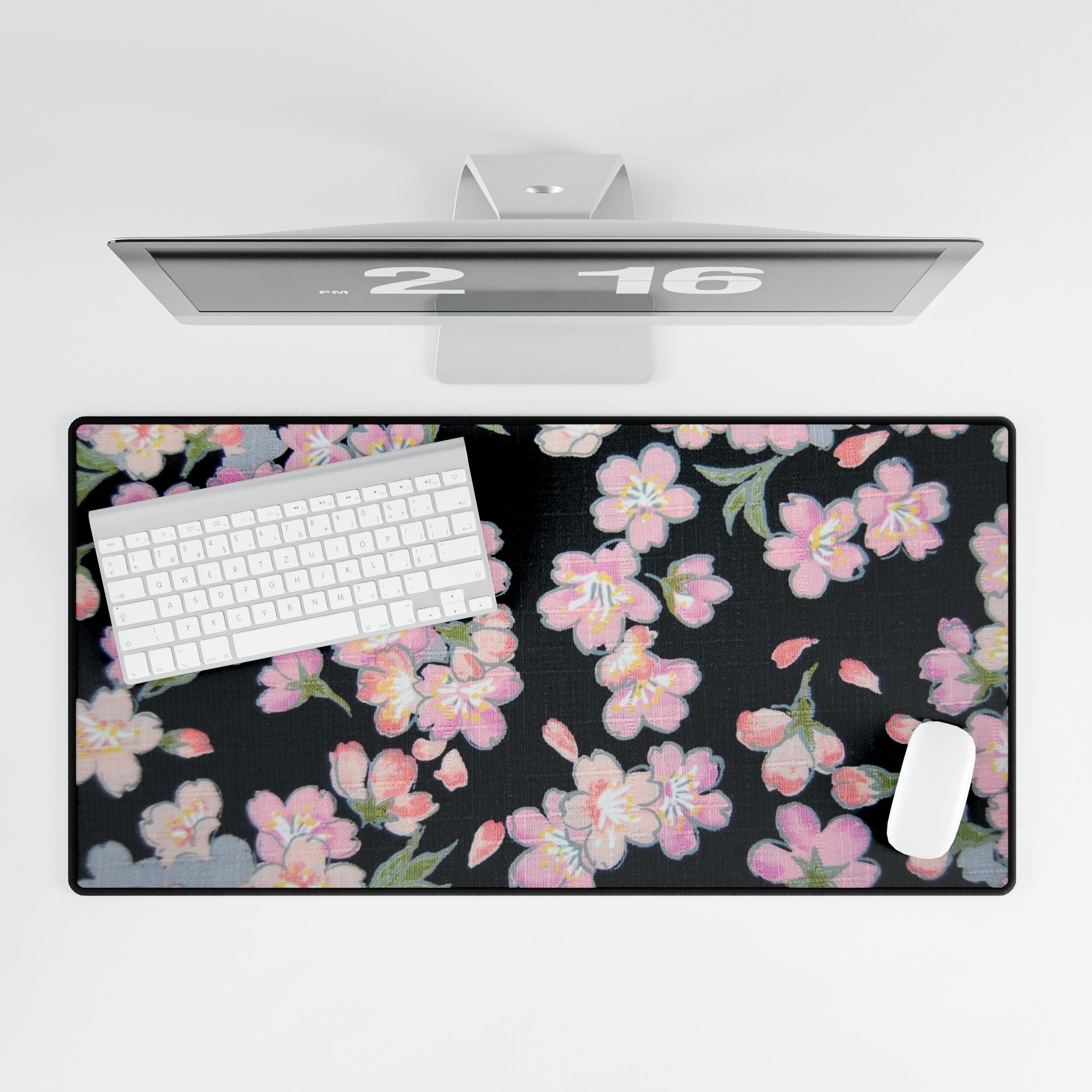 Textured Florals with black background - Mouse pad large desk mats