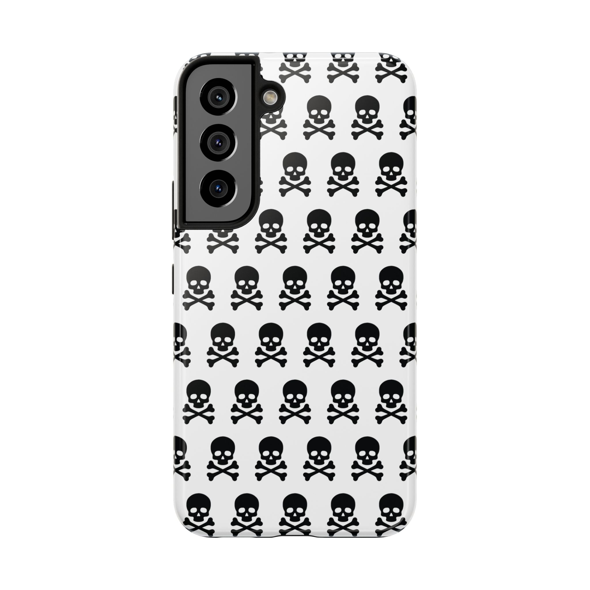 White Punk Skull Print Phone Case