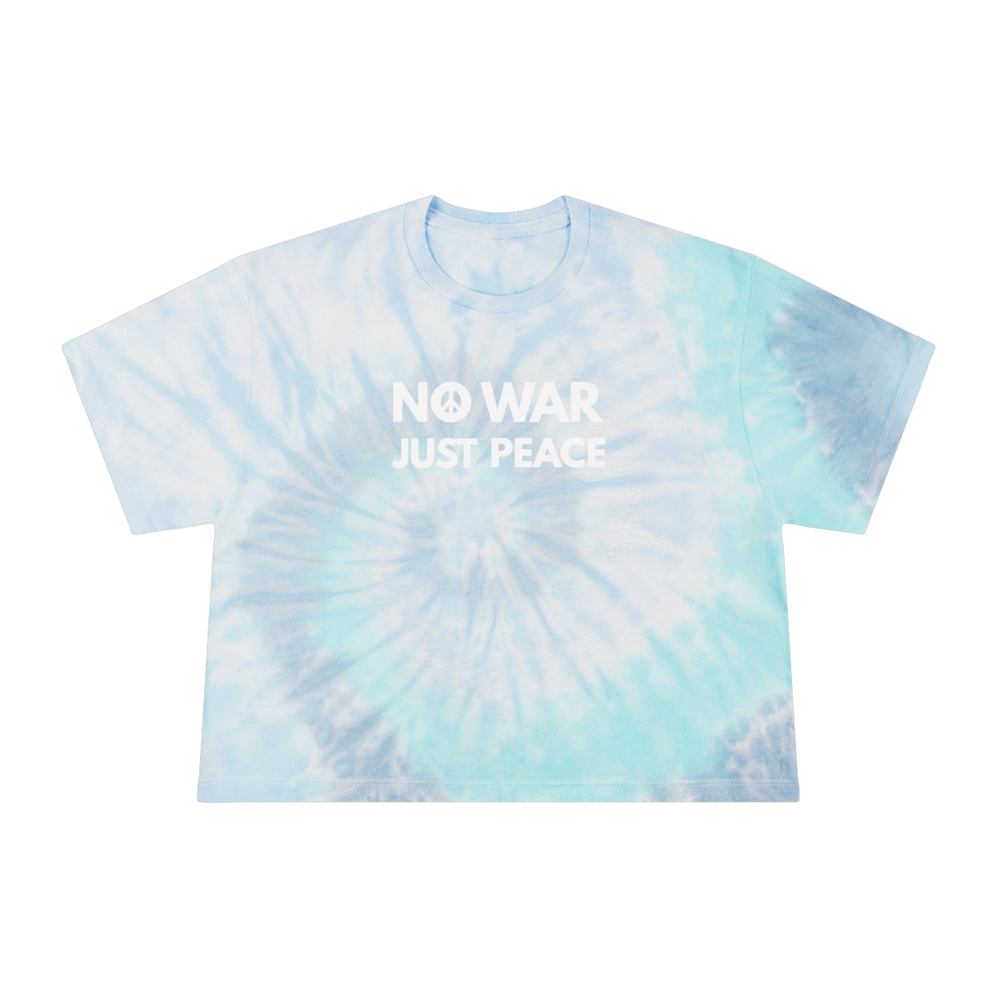 " NO WAR JUST PEACE " Peace Sign Women's Tie-Dye Crop Tee