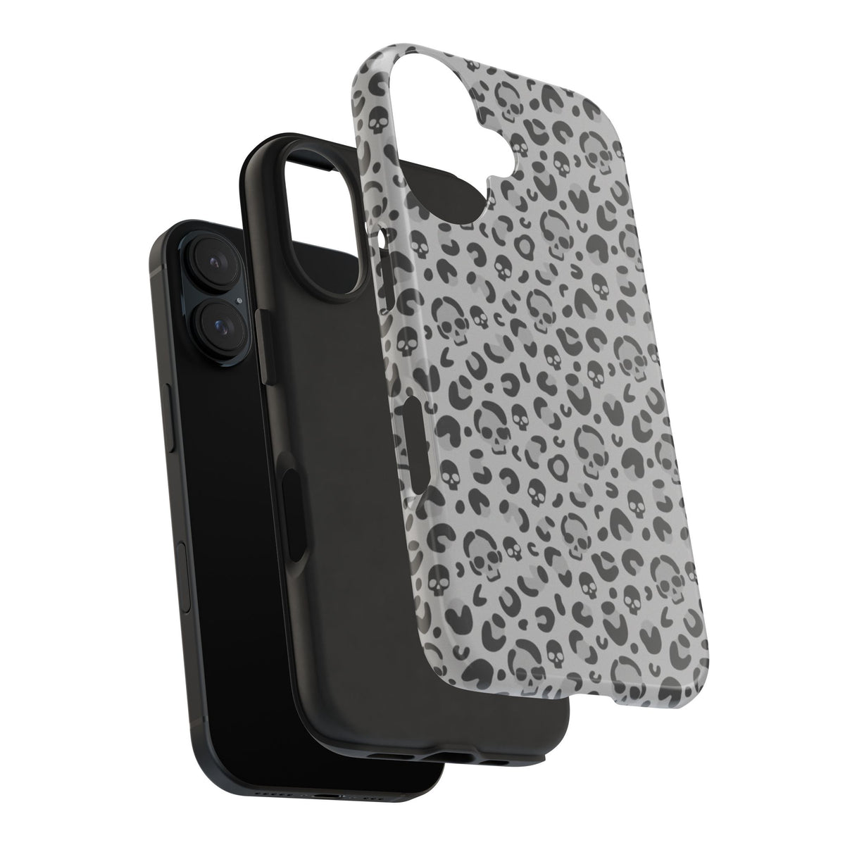 Skull Cheetah Grey Leopard Phone Case