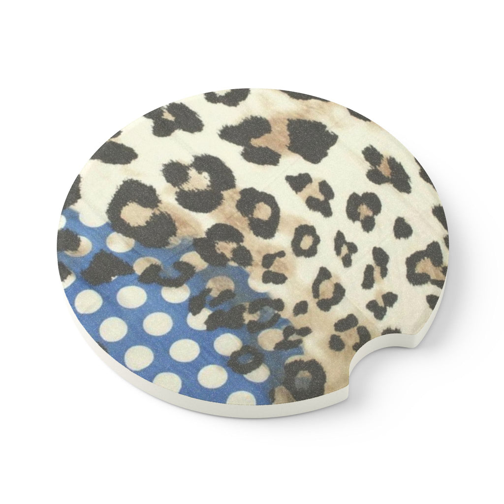 Cute Cheetah Print Car Cup Holder Soapstone Coaster