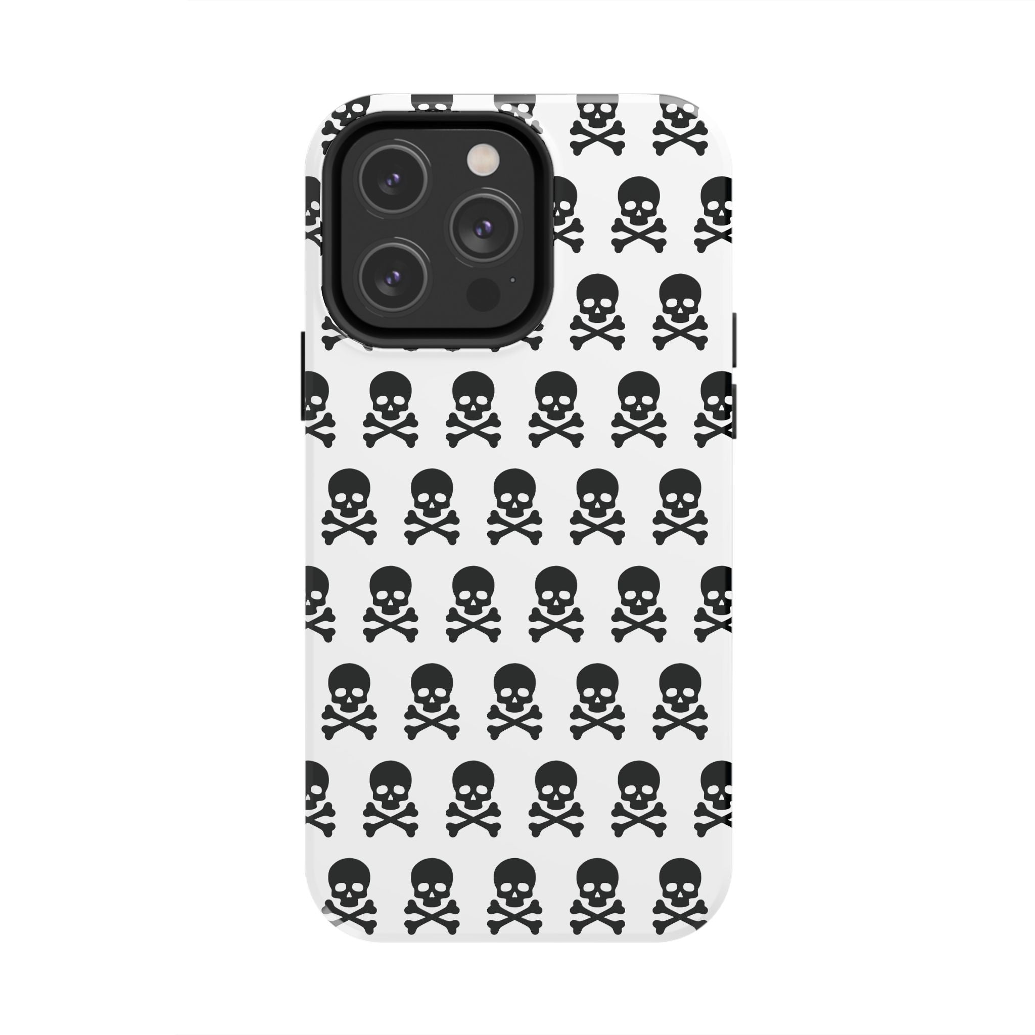 White Punk Skull Print Phone Case