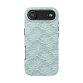 Teal Light Blue Lace Print Pattern Phone Case