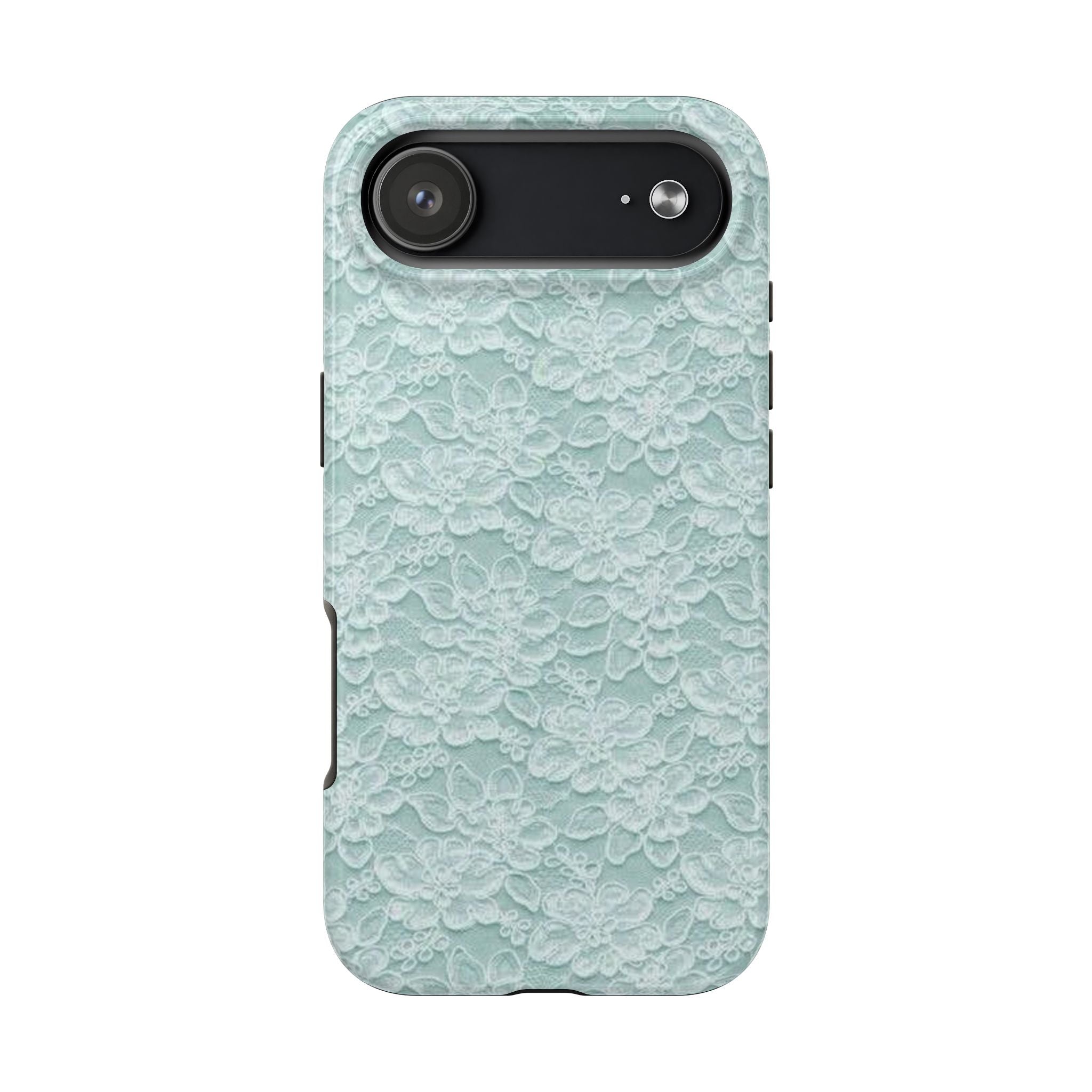 Teal Light Blue Lace Print Pattern Phone Case