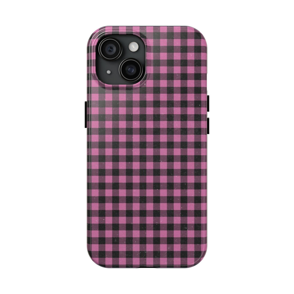 Pink and Black Faded Gingham Plaid Phone Case