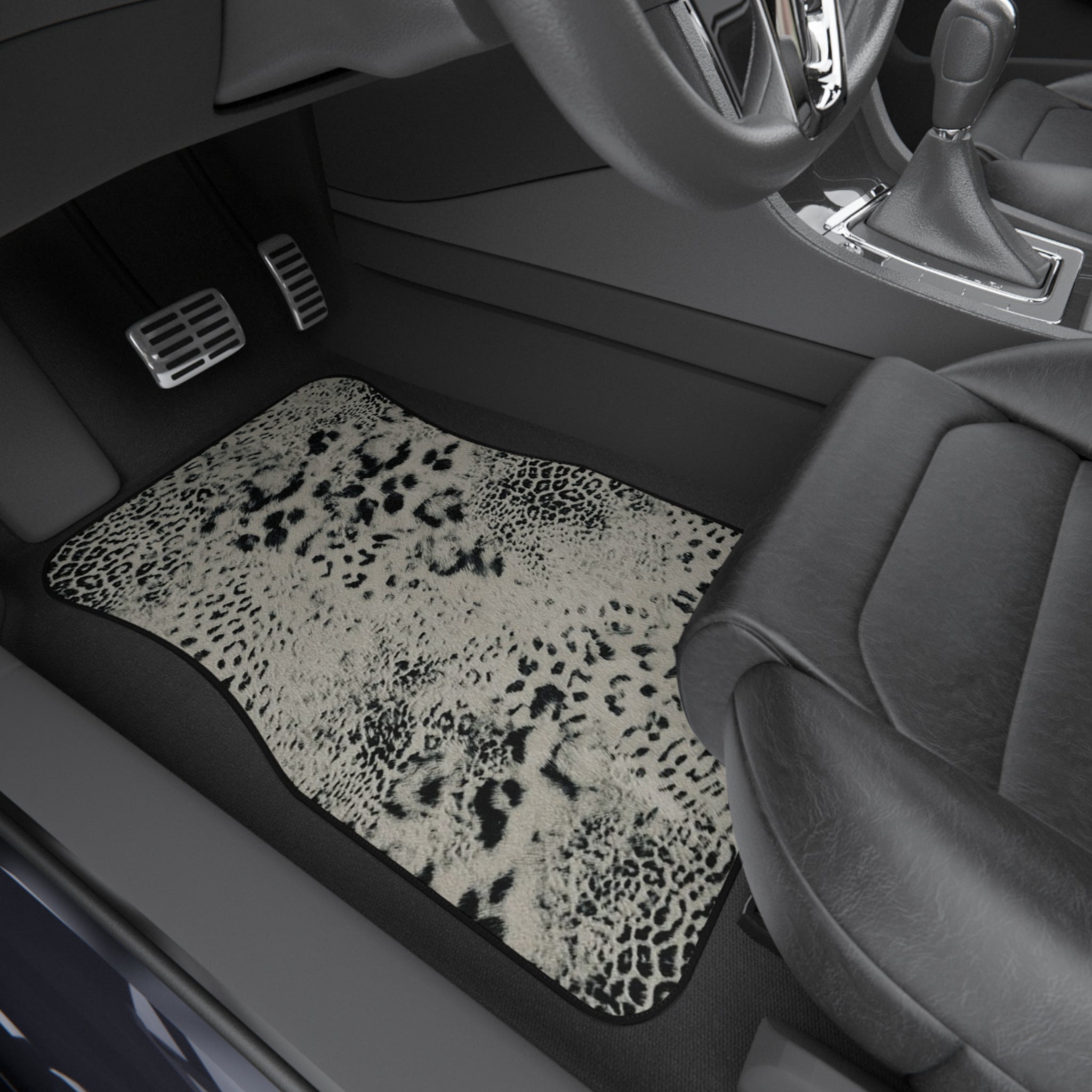 Neutral Leopard Cheetah Car Mats - Front Floor Mats Set of 2