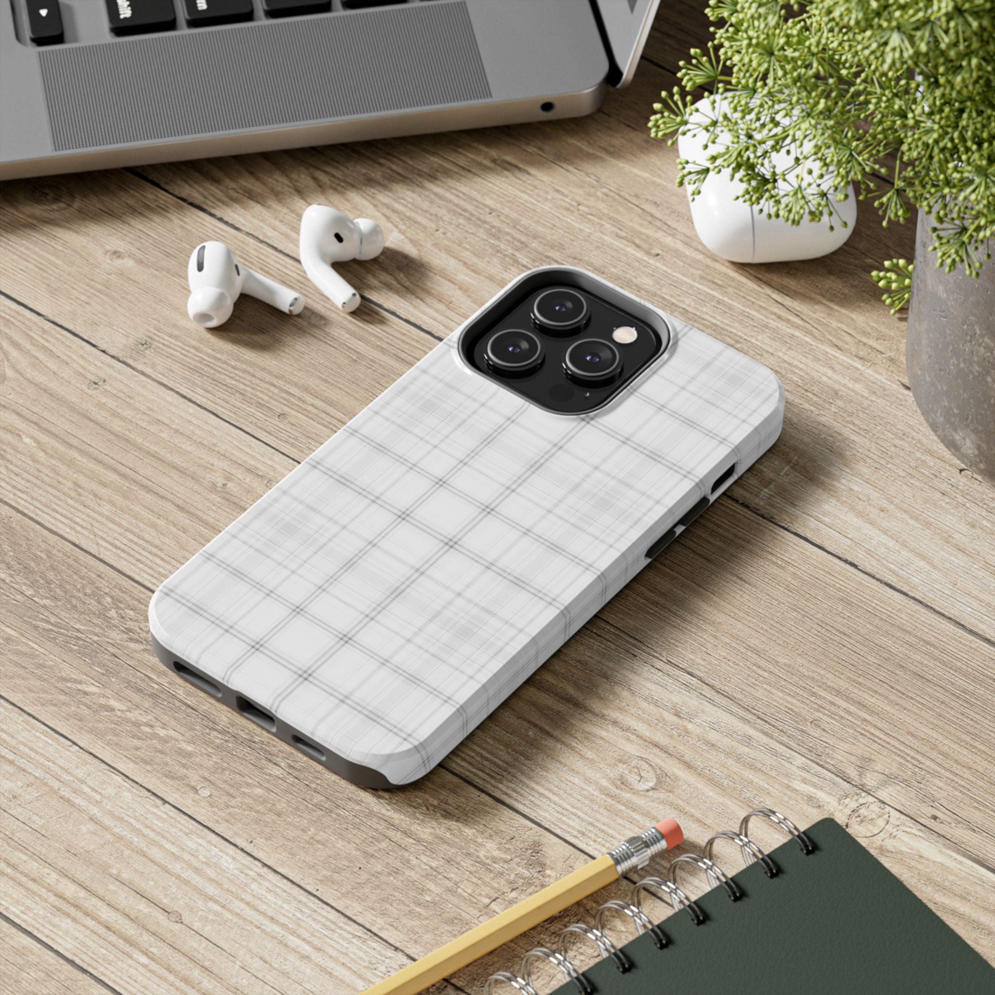 White Gingham Phone Case