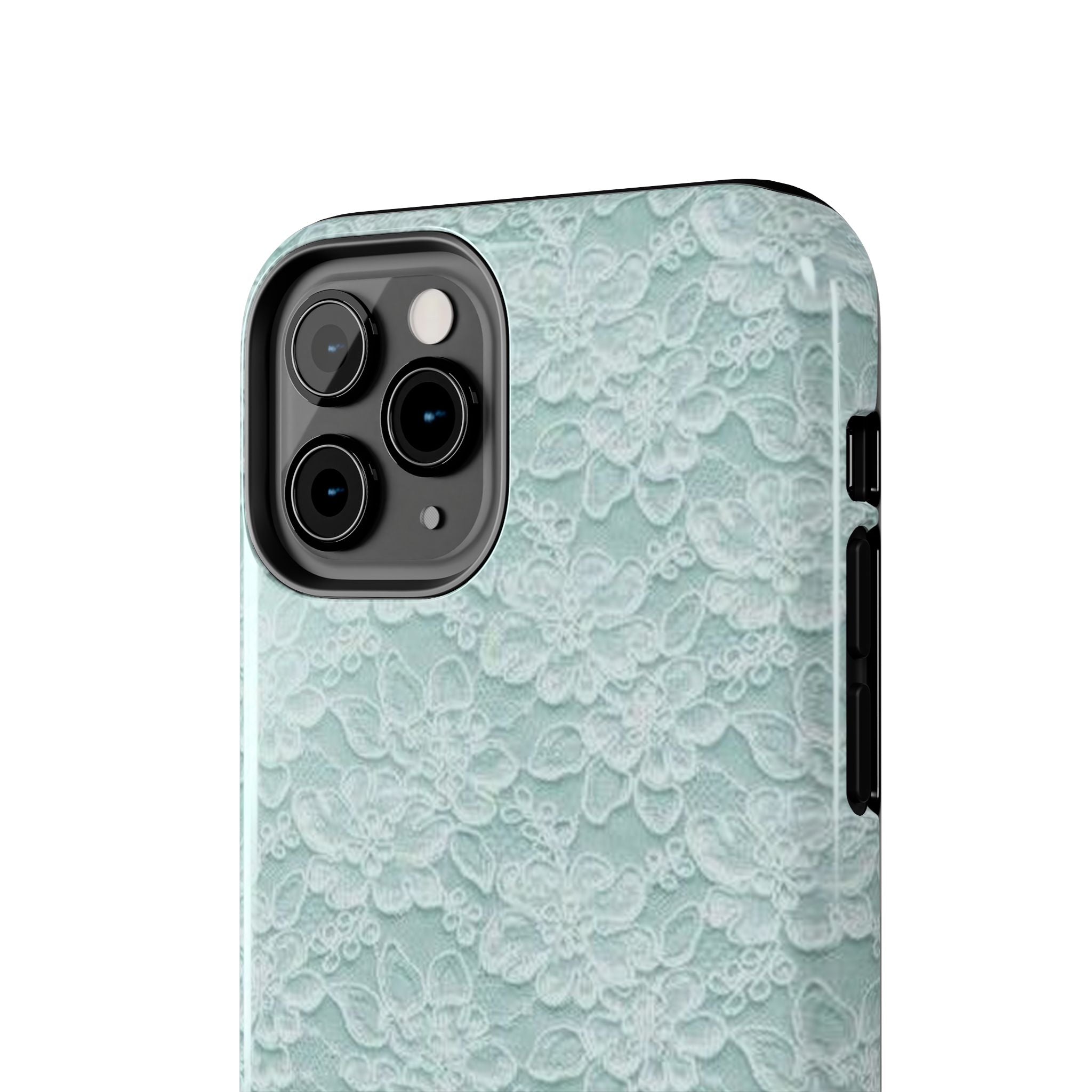 Teal Light Blue Lace Print Pattern Phone Case