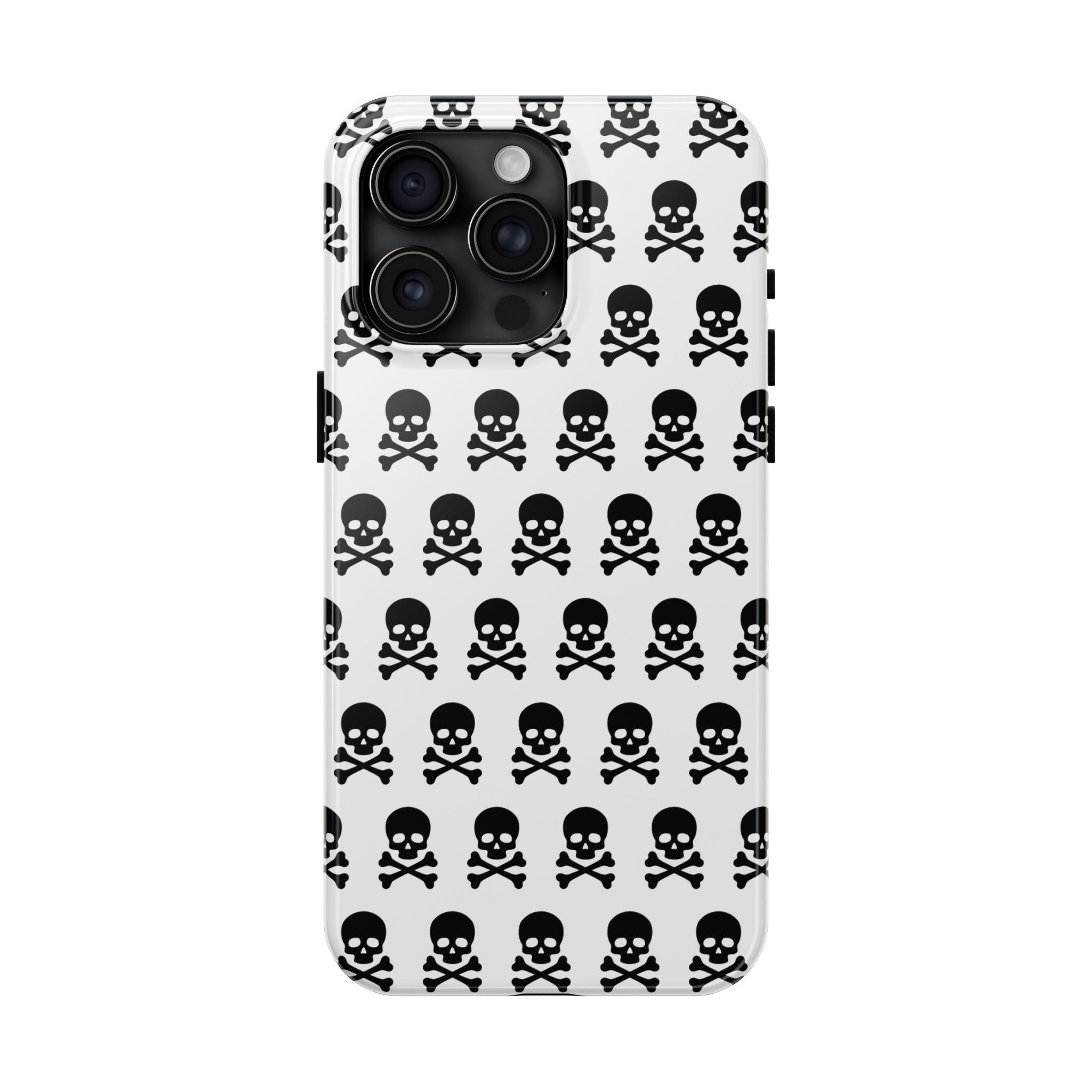 White Punk Skull Print Phone Case