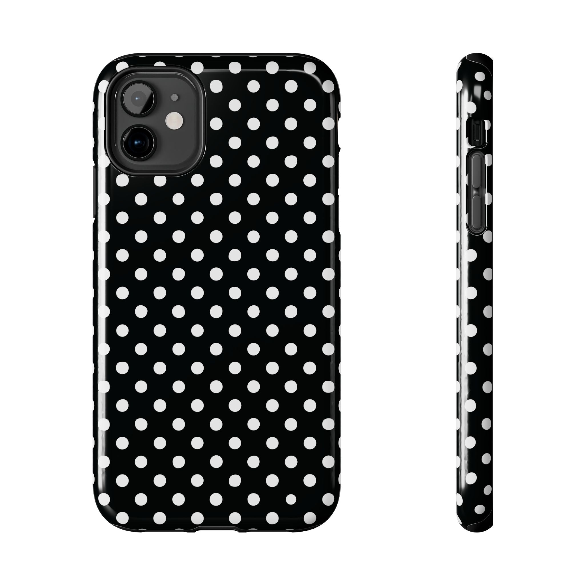 Black and White Polka Dot Phone Case  - Tough Impact-Resistant Case