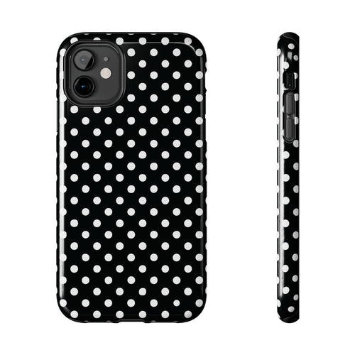 Black and White Polka Dot Phone Case  - Tough Impact-Resistant Case