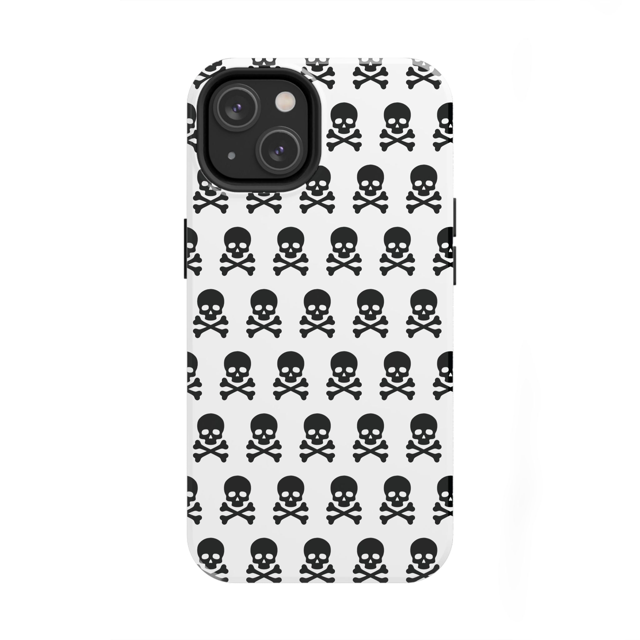 White Punk Skull Print Phone Case