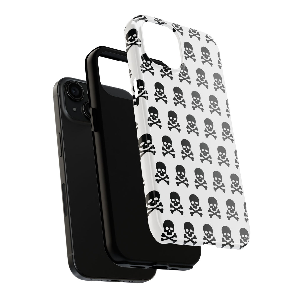 White Punk Skull Print Phone Case